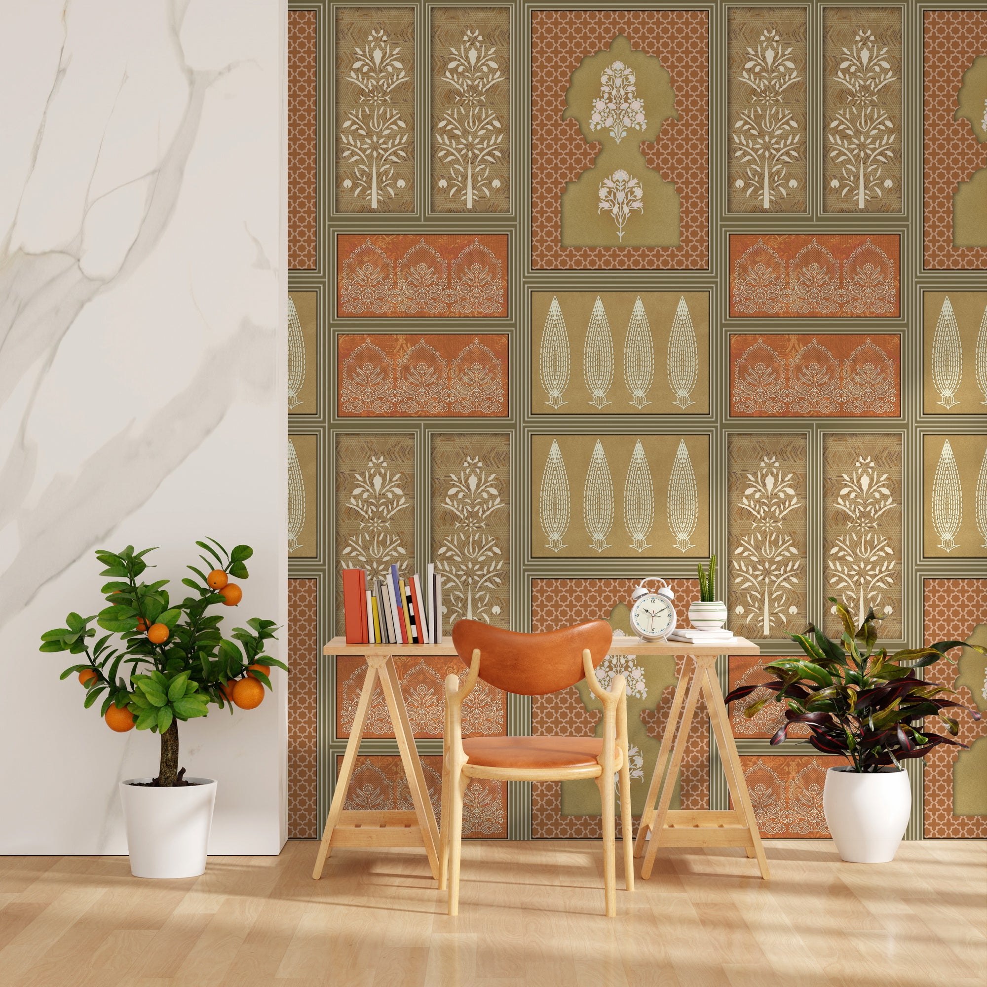 flower inlay wallpaper