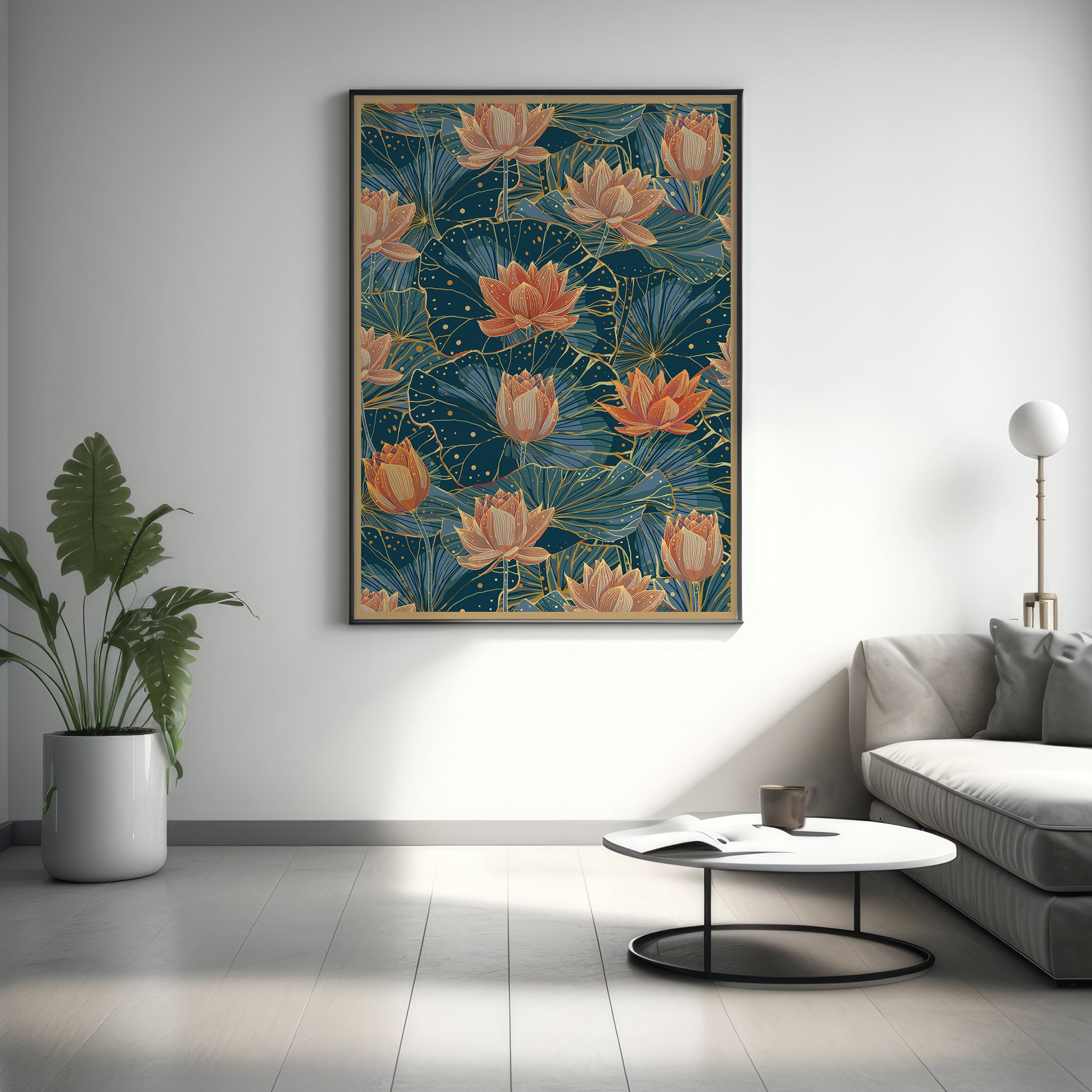 Lotus Symphony: A Pattern of Delicate Blooms Art