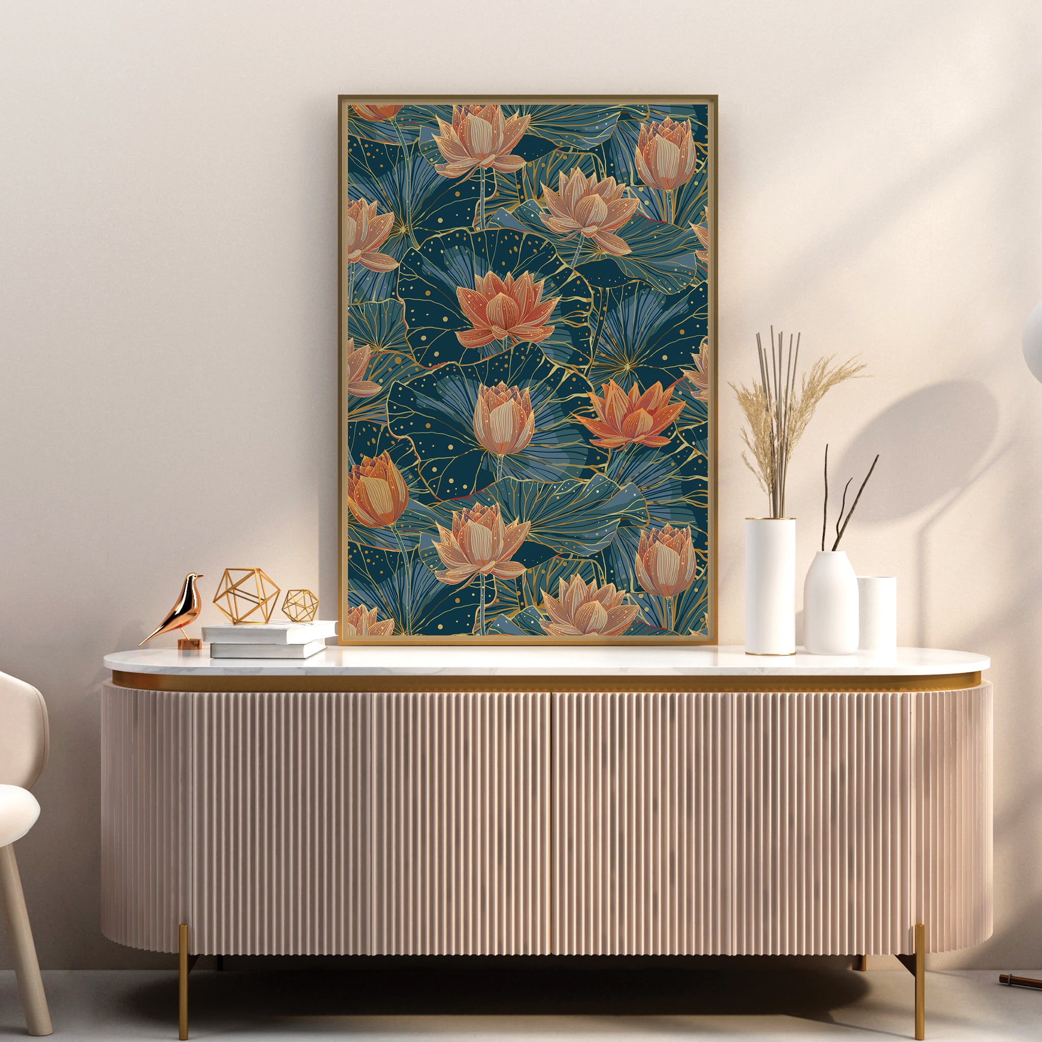 Lotus Symphony: A Pattern of Delicate Blooms Art