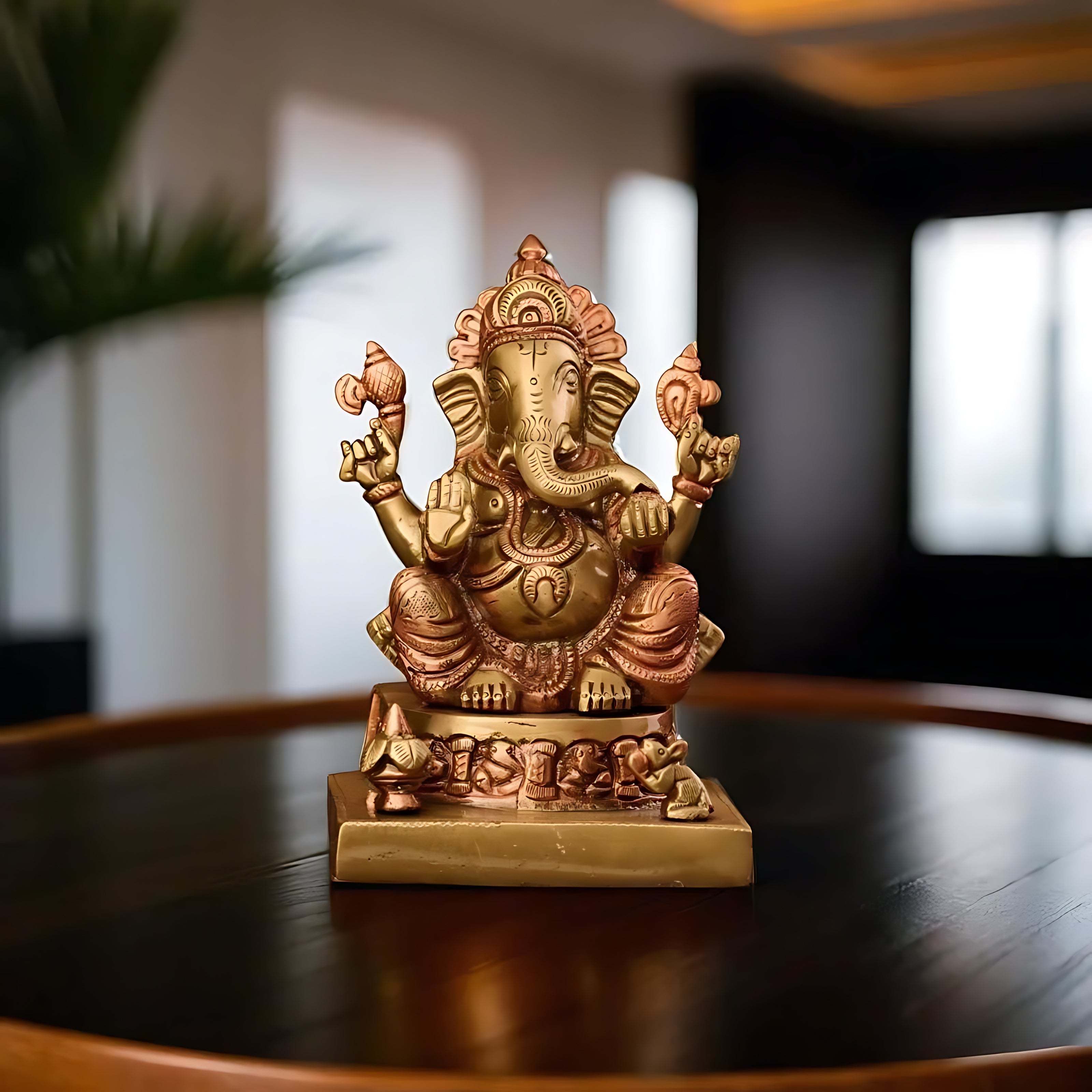 Seated Lord 'Ganesh' in Brass and Copper Mix