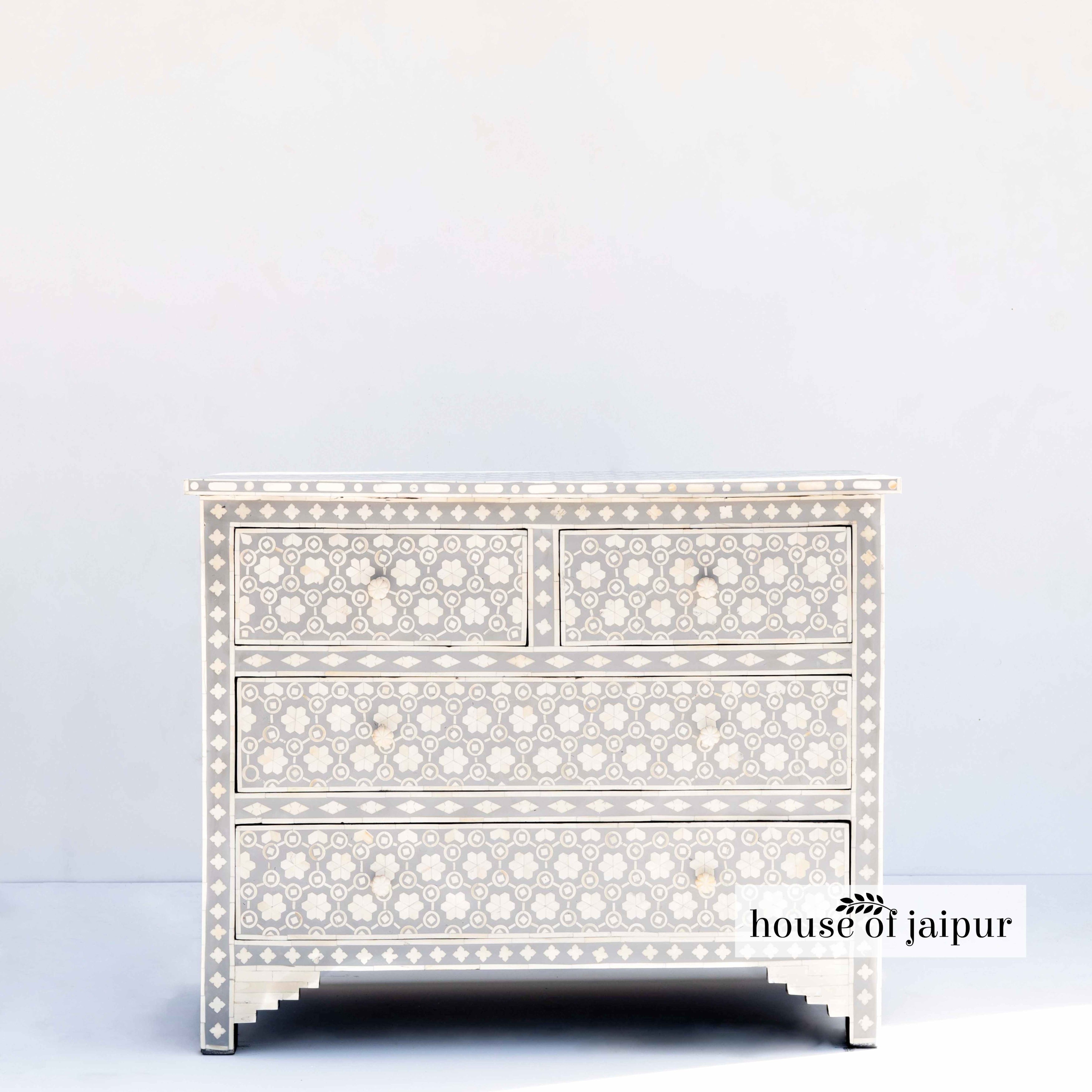 Honeycomb Grey Blue Bone Inlay Dresser