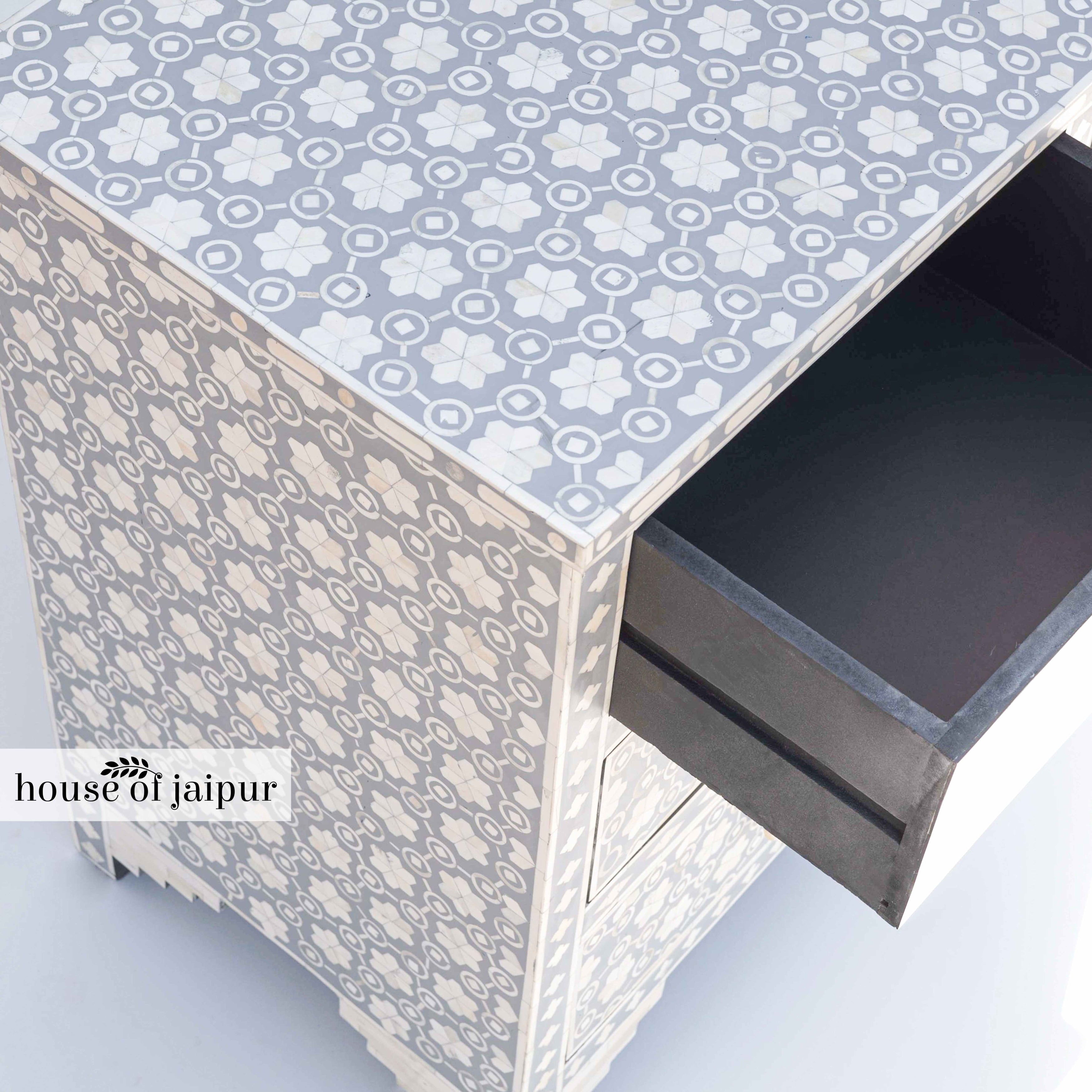 Honeycomb Grey Blue Bone Inlay Dresser