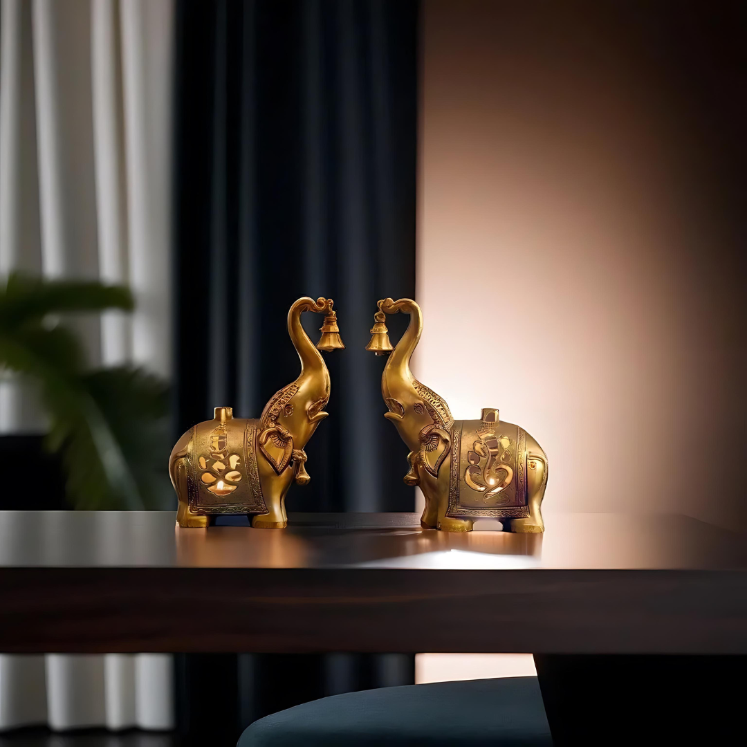 Brass Twin Elephant Tea-Light Holders