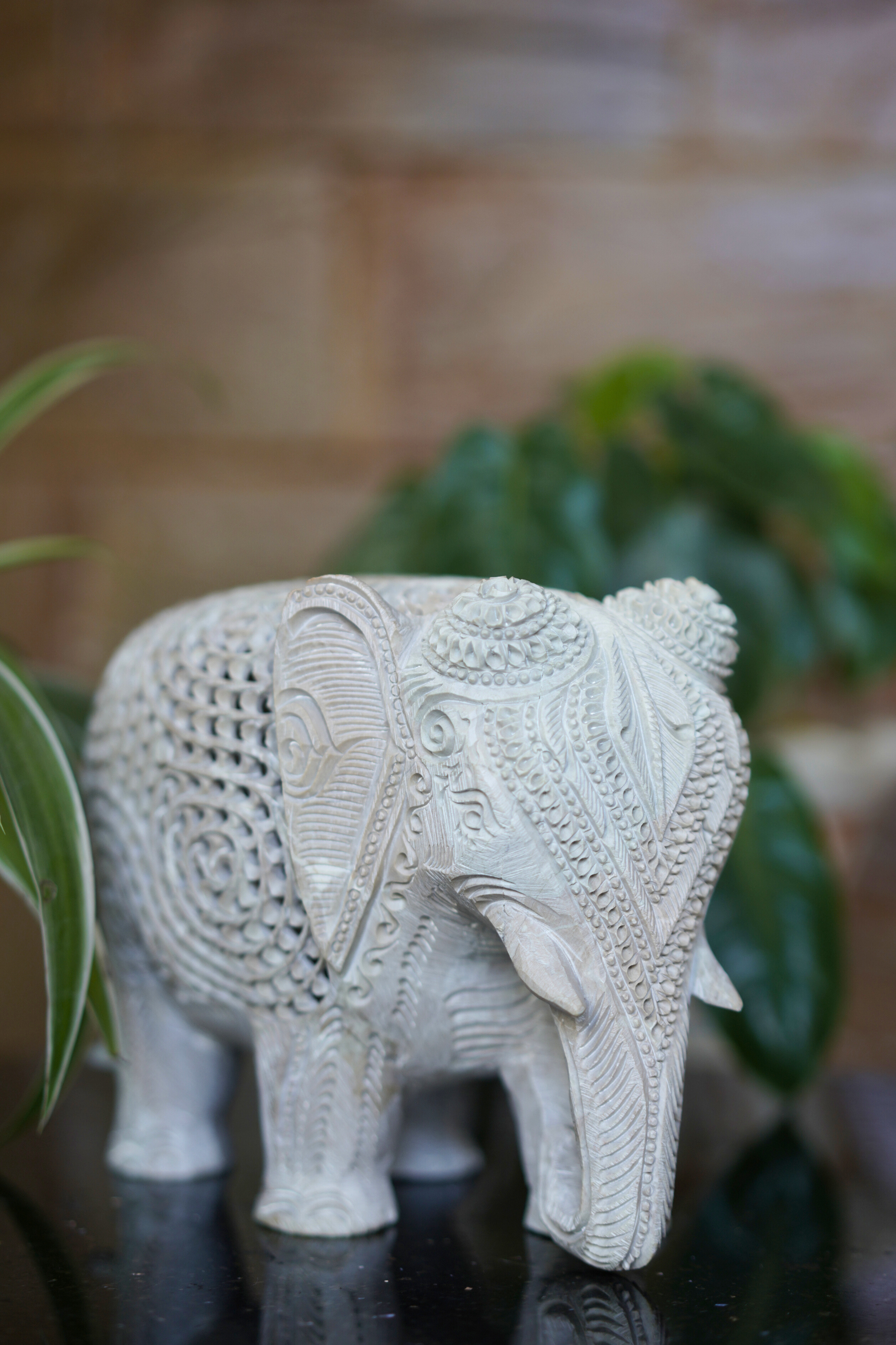 Carved White Stone Elephant