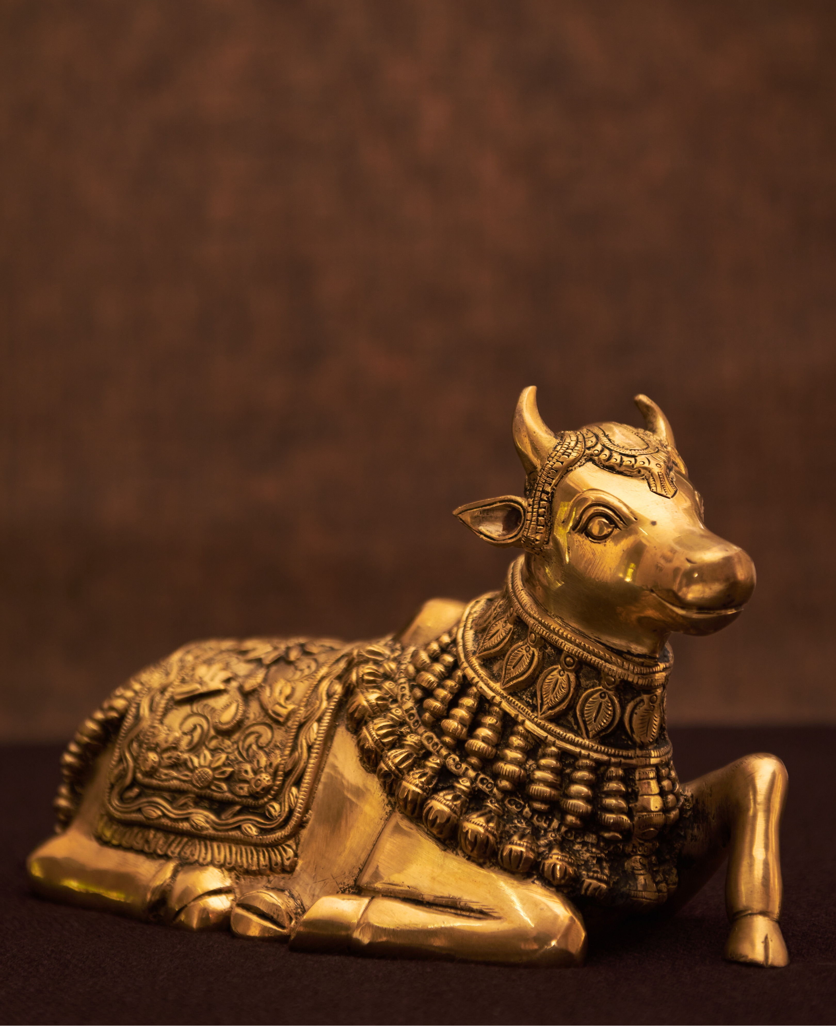 Seated 'Nandi' in Brass