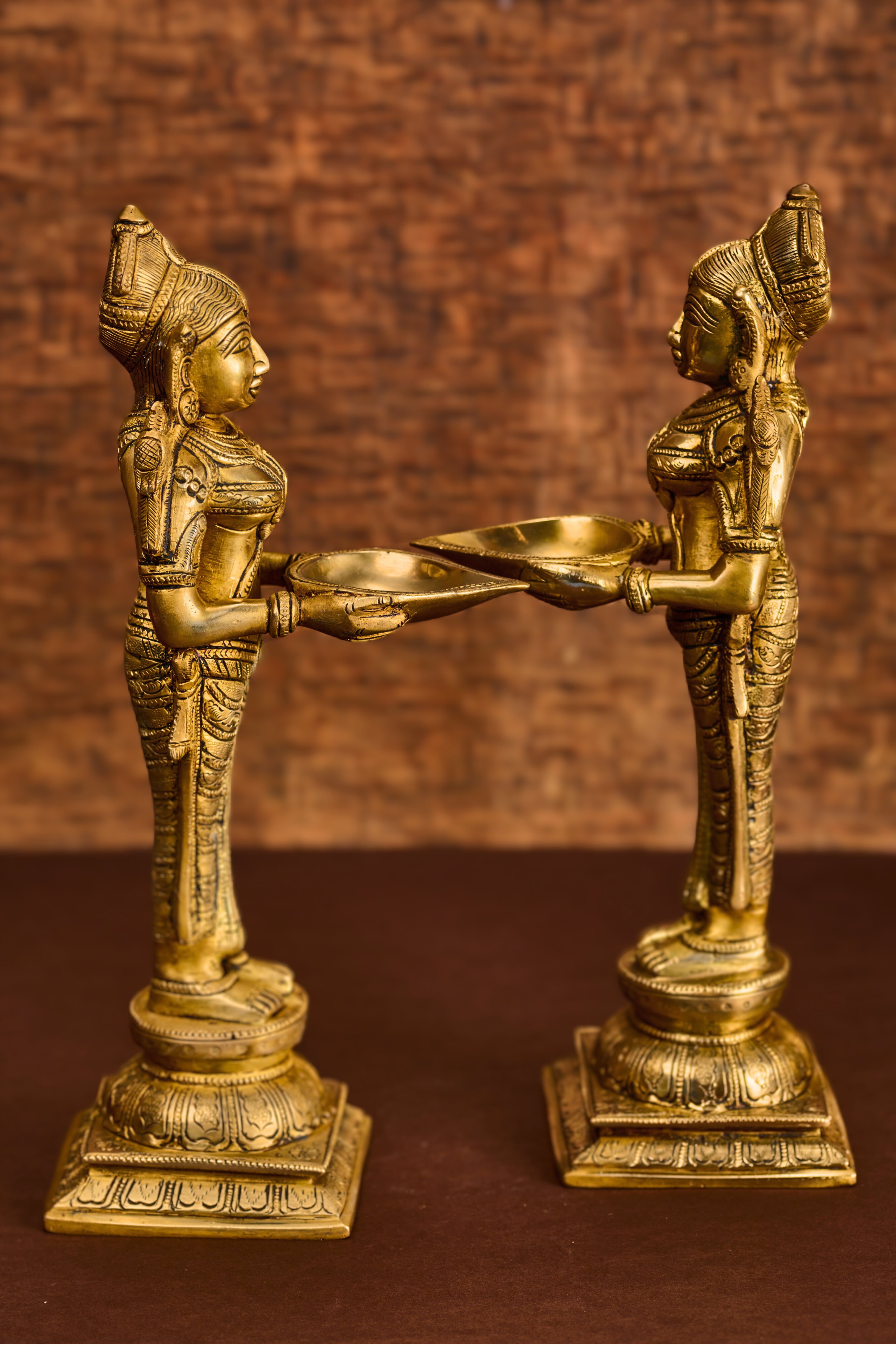 Twin 'Lakshmi' Goddesses in Brass