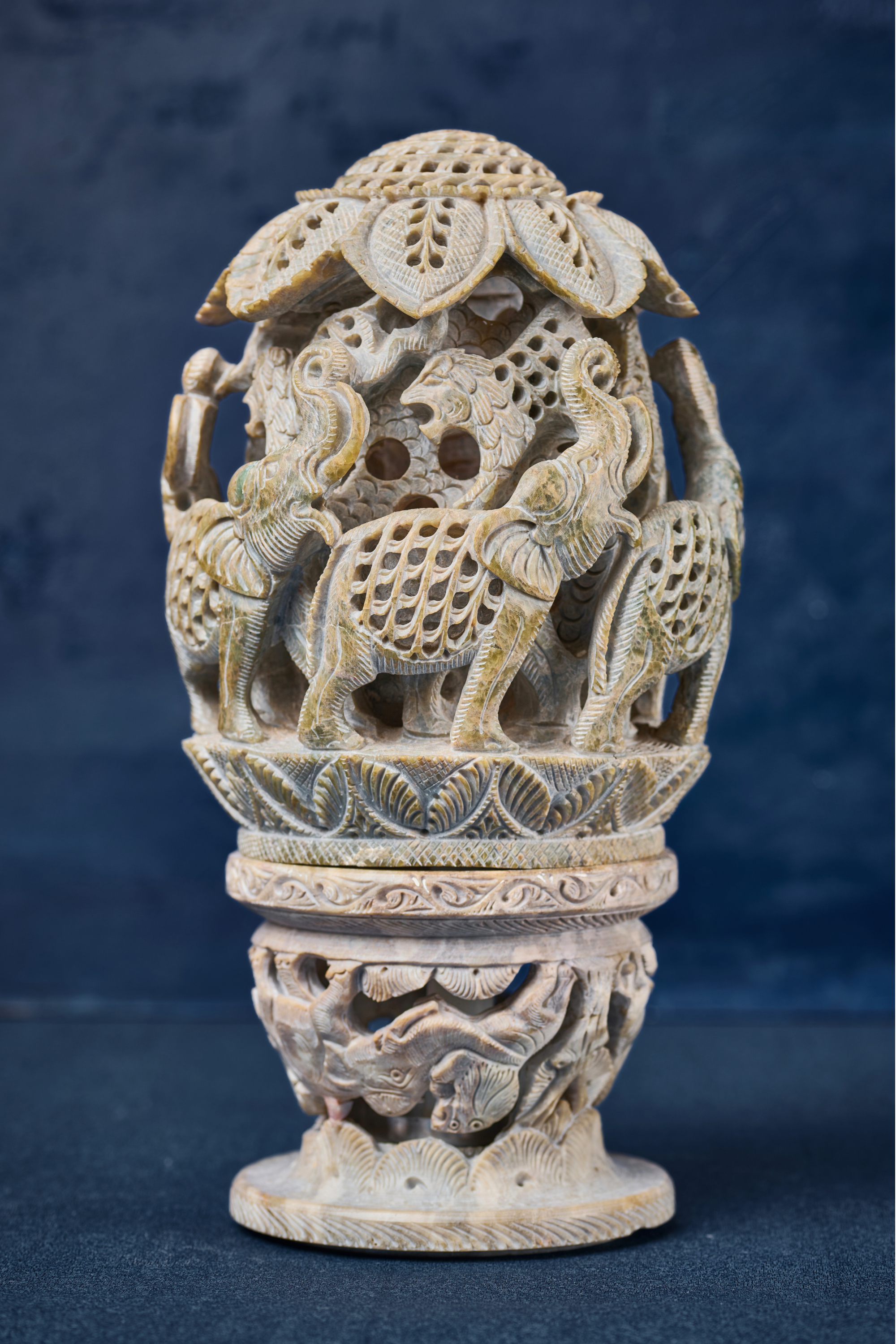 Handcarved Candle Holder Sculpture in Stone