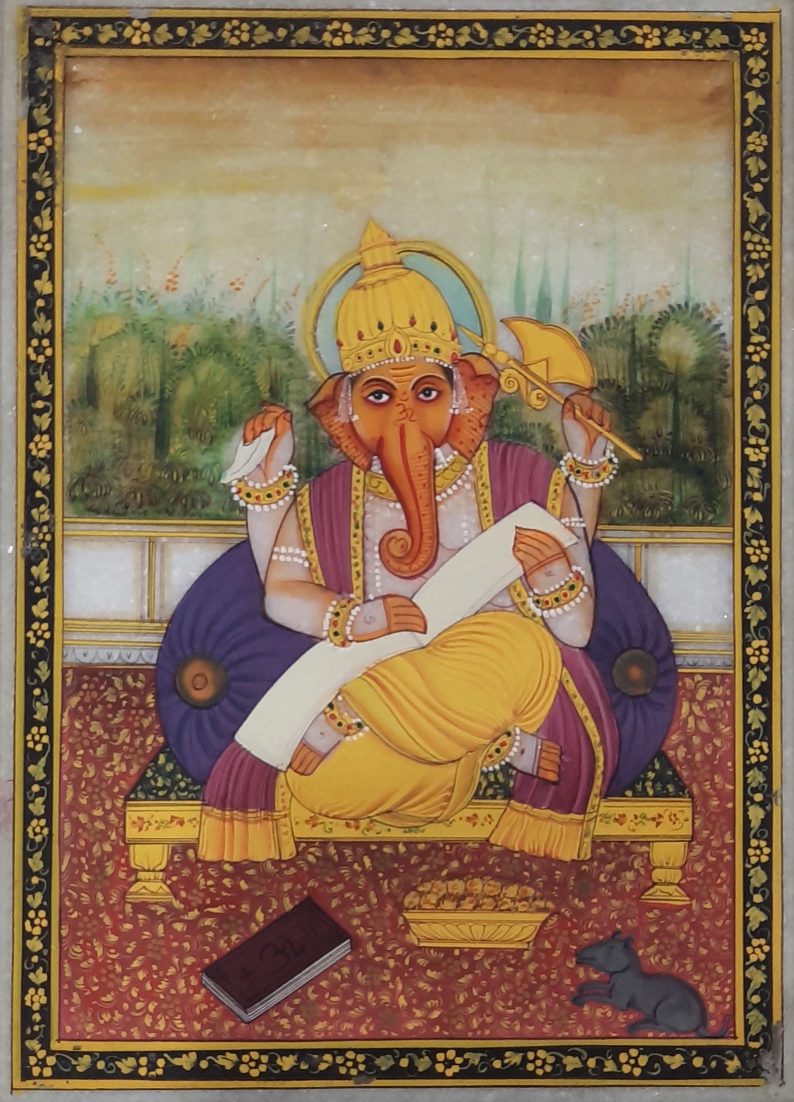 Ganesh Ji Painting On Marble Plate