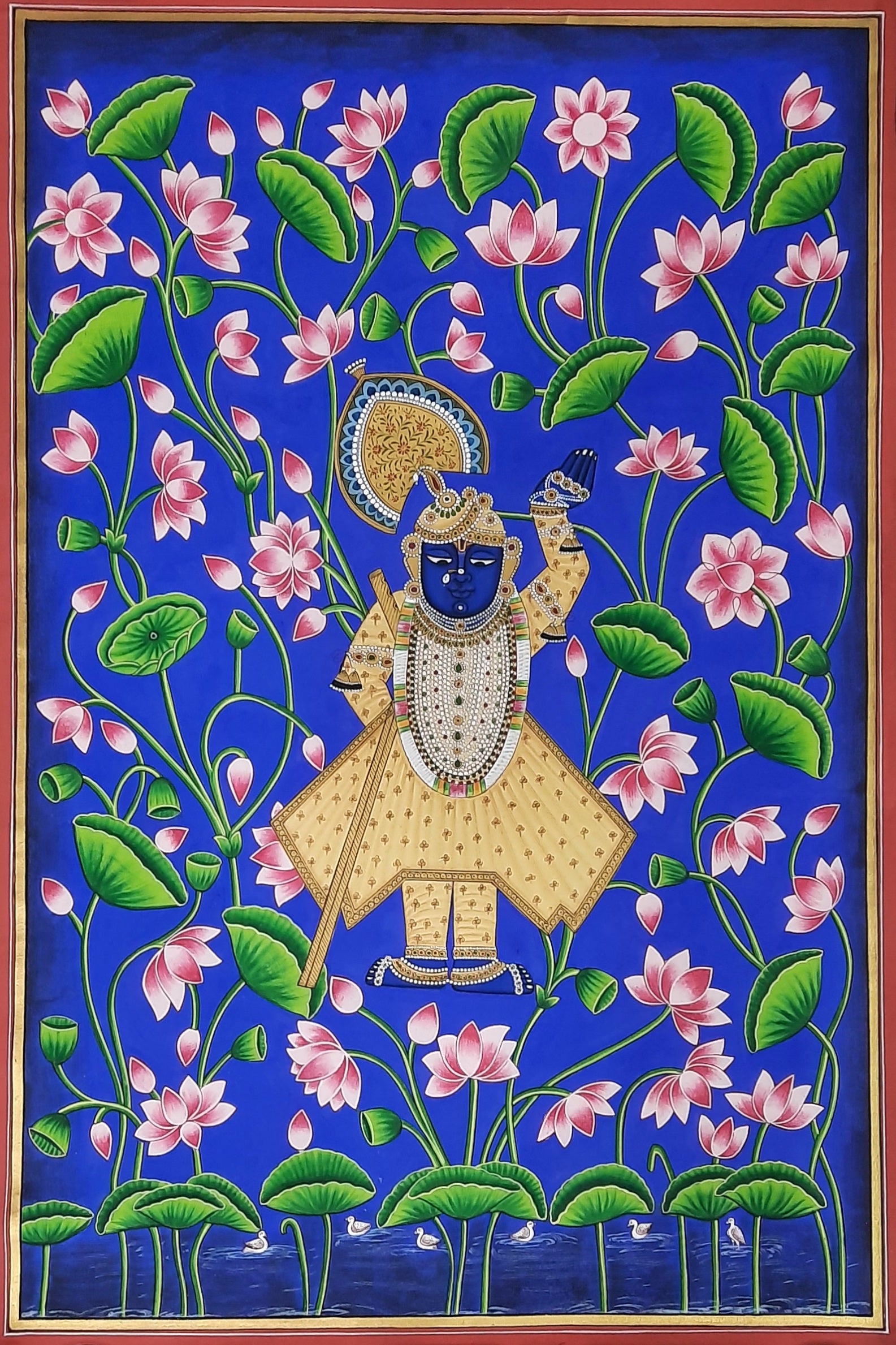 Lord Shrinathji Pichwai Painting Blue