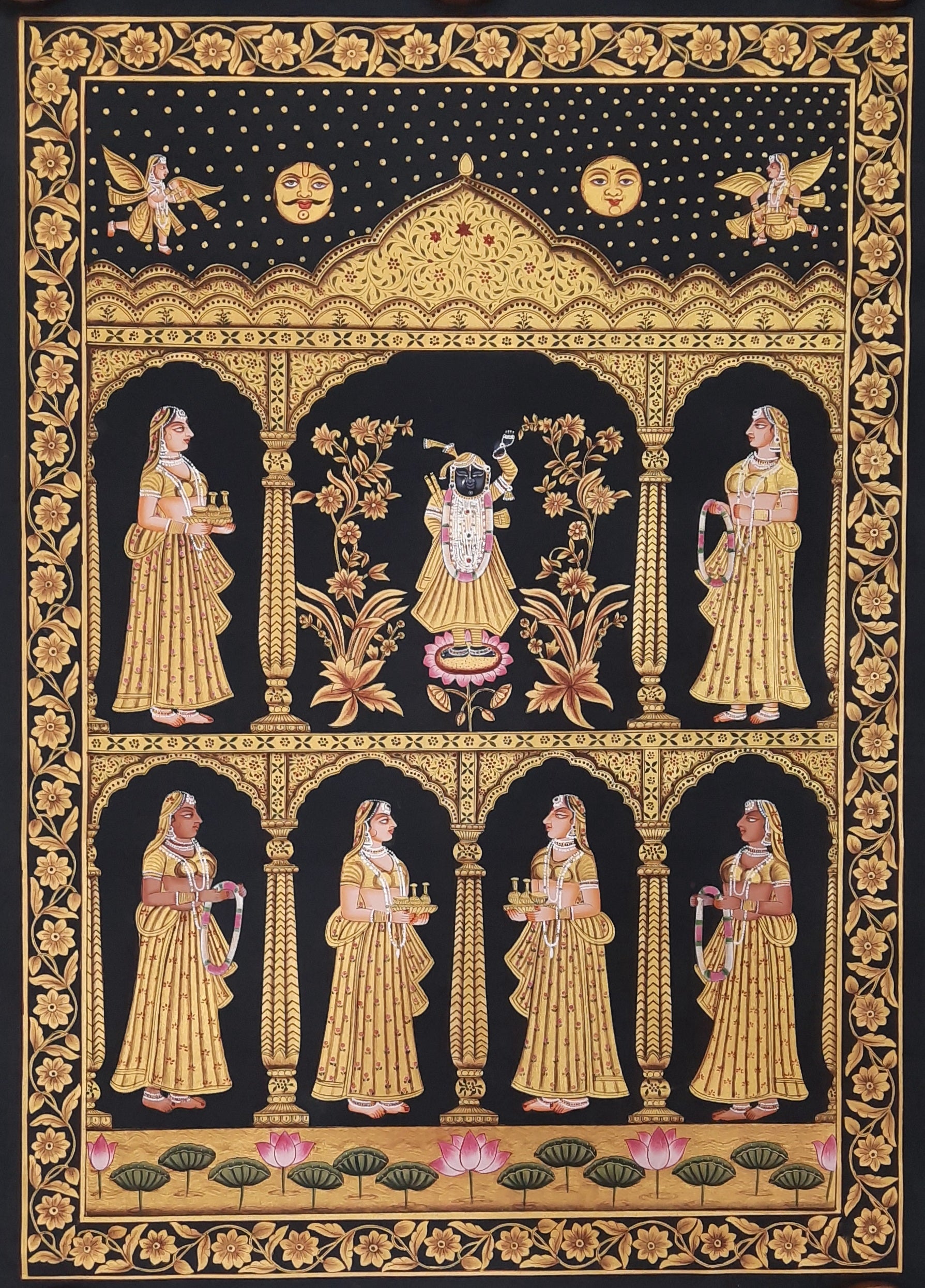 Lord 'Shrinathji' Golden 'Pichwai' Painting