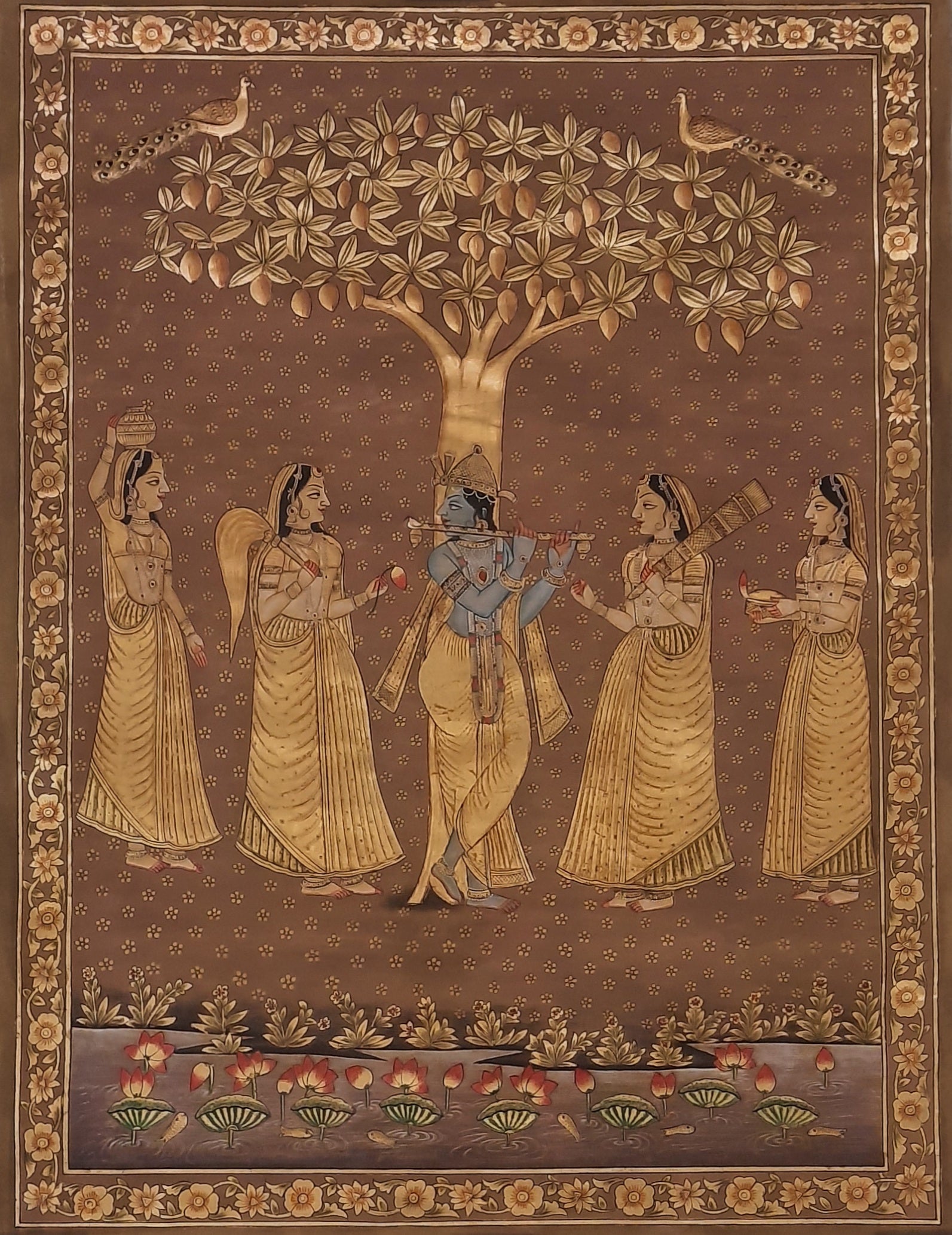 Lord Krishna Golden Pichwai Painting