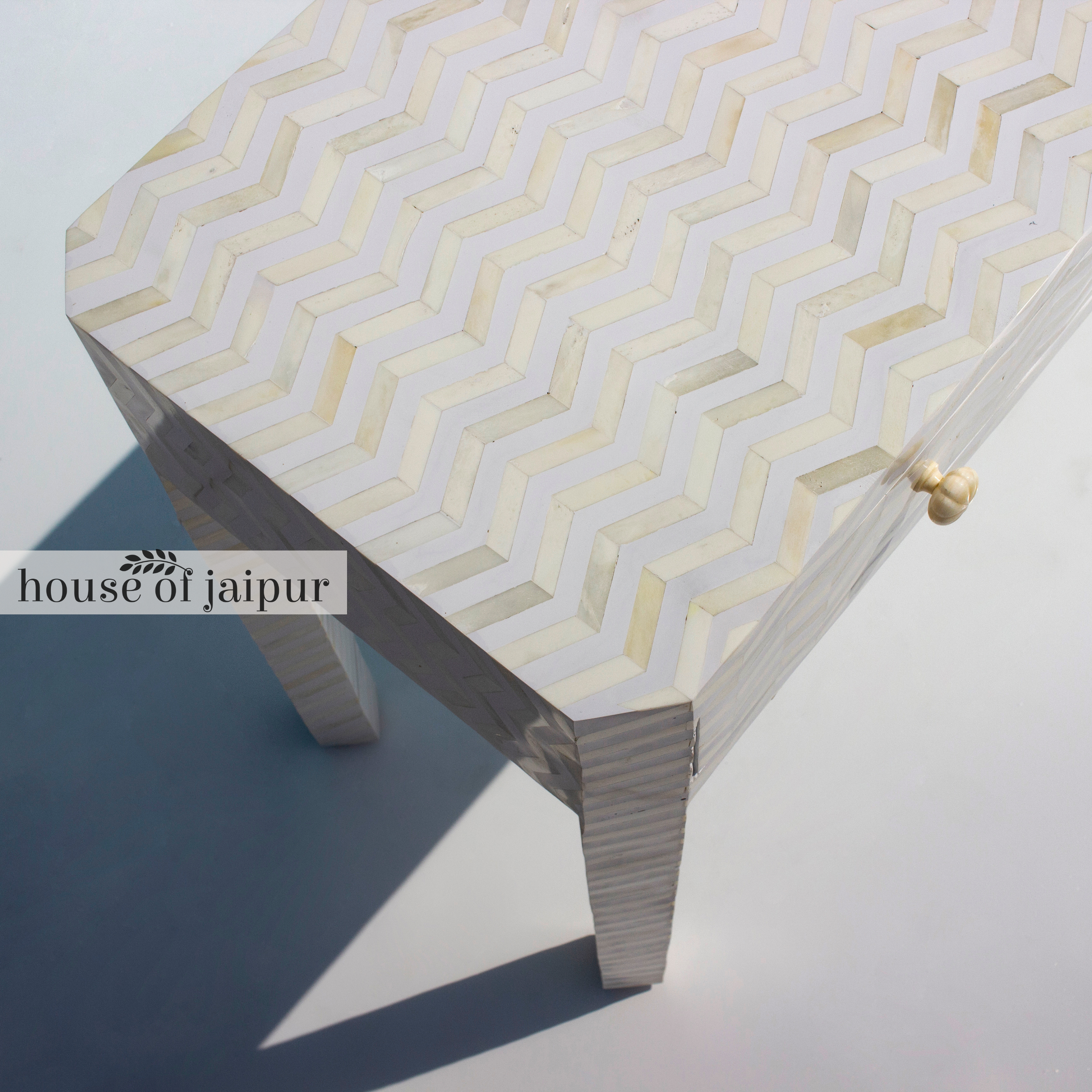 White Bone Inlay Console Table