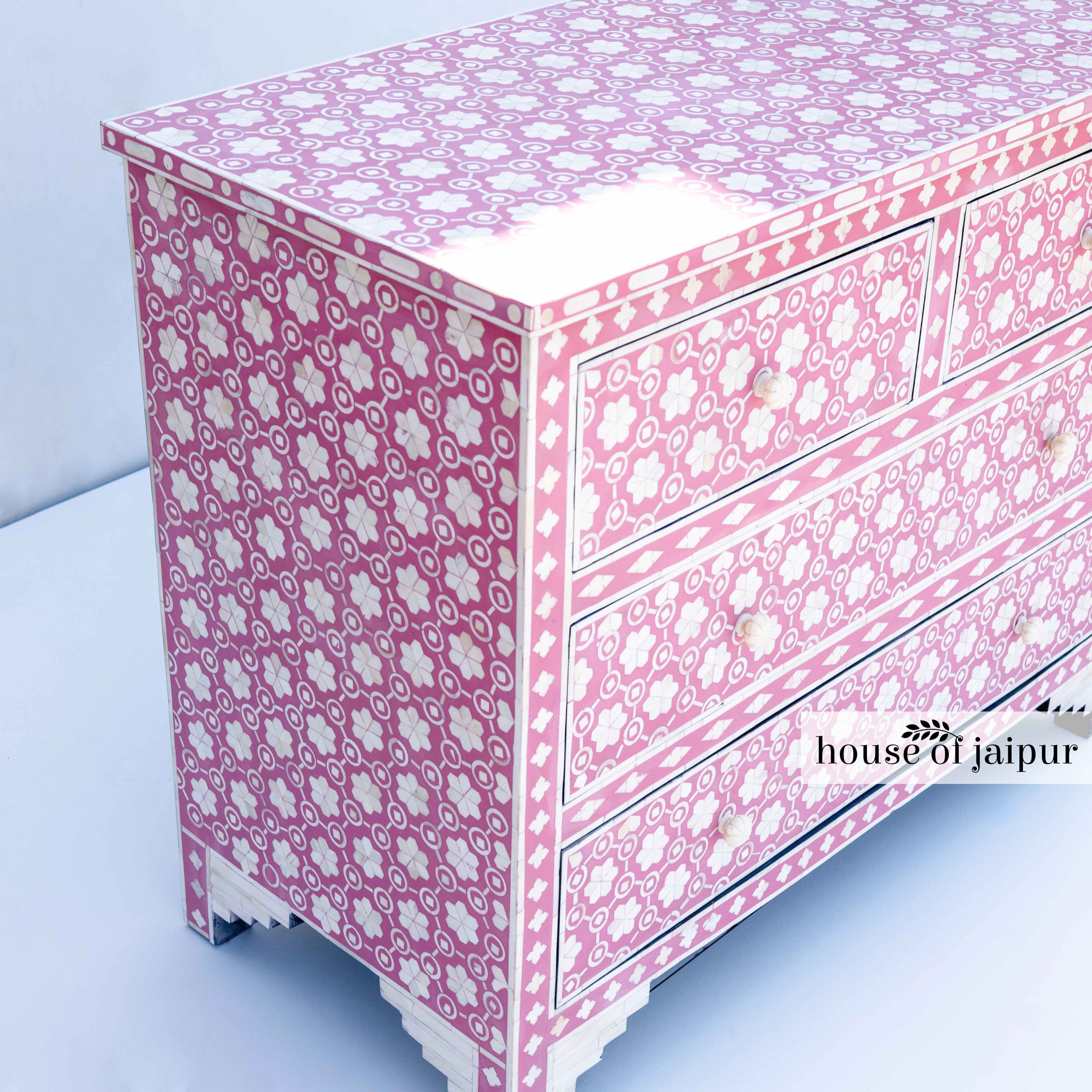 Honeycomb Pink Bone Inlay Dresser