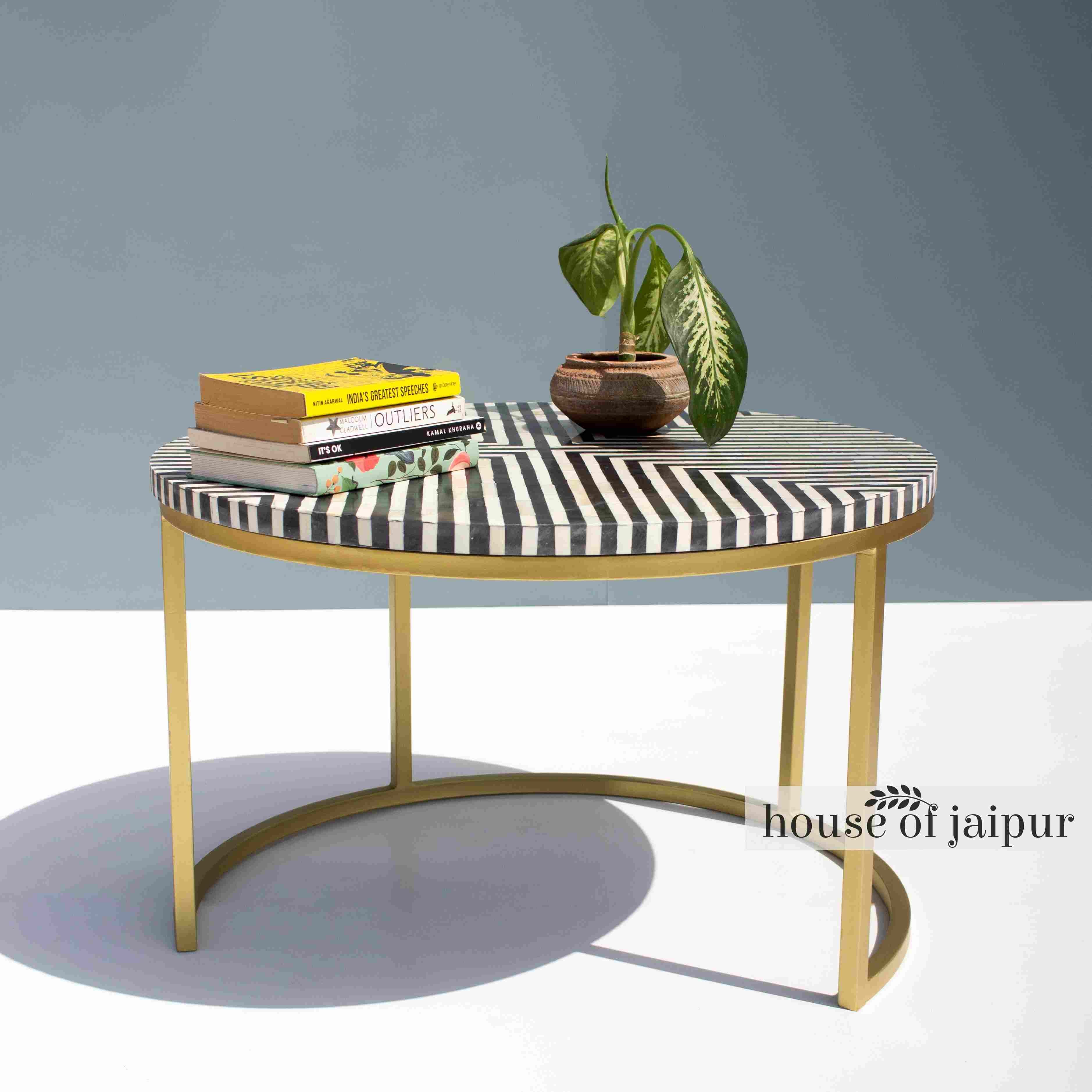 Striped Bone Inlay Coffee Table