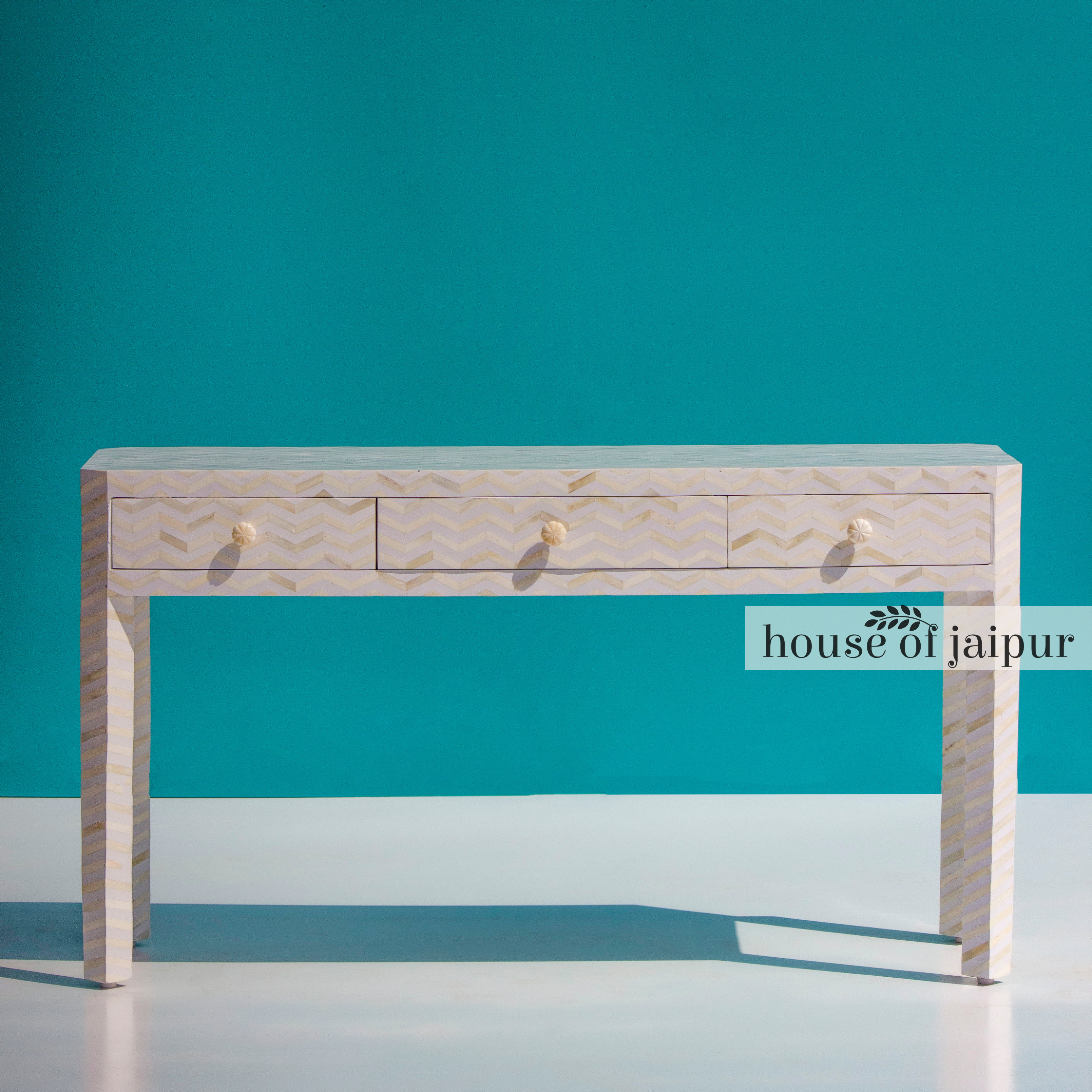 White Bone Inlay Console Table