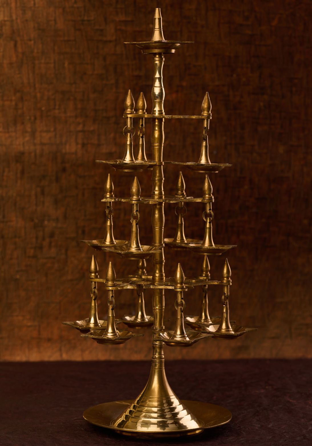 Standing Diya Chandelier in Brass