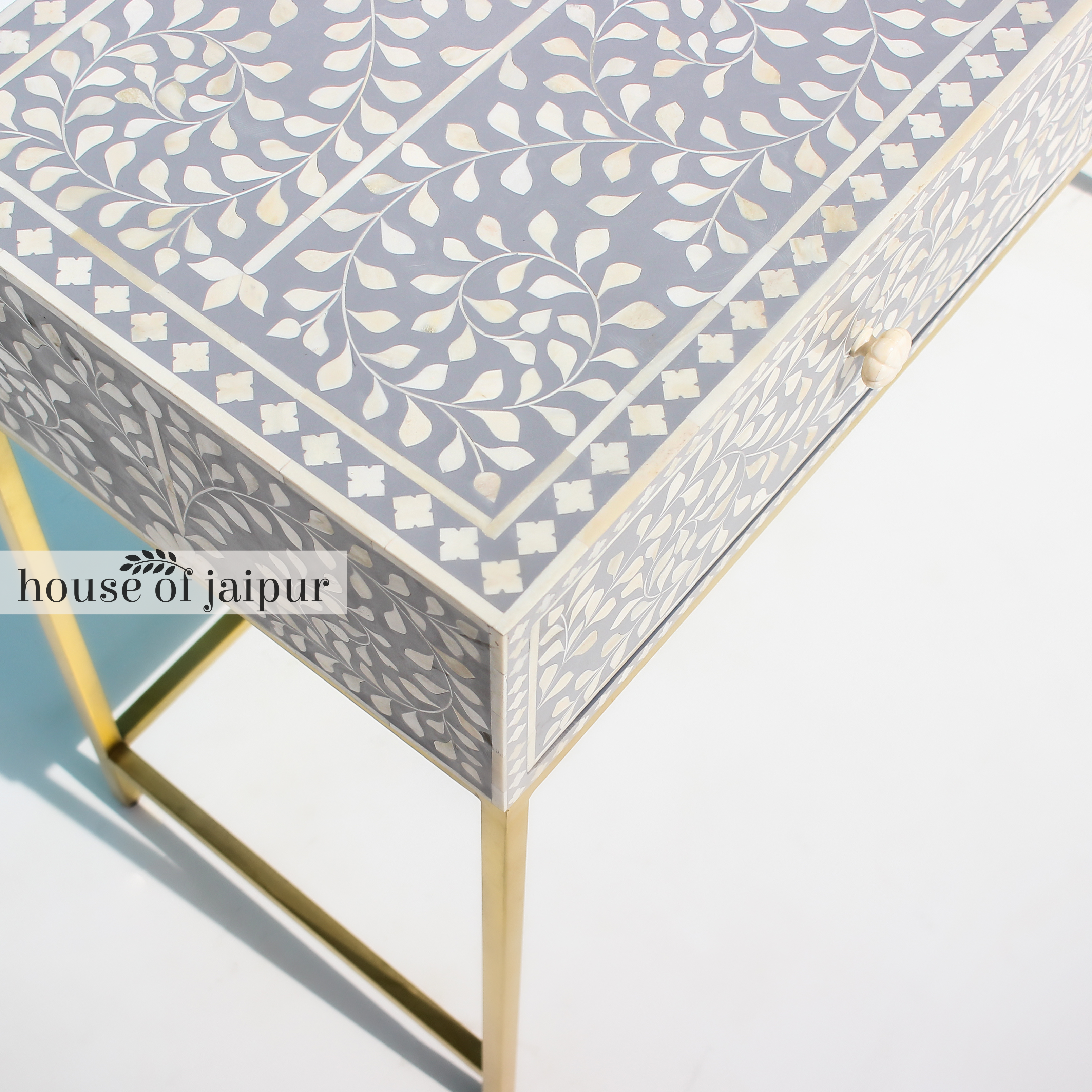 Small Floral Bone Inlay Console Table