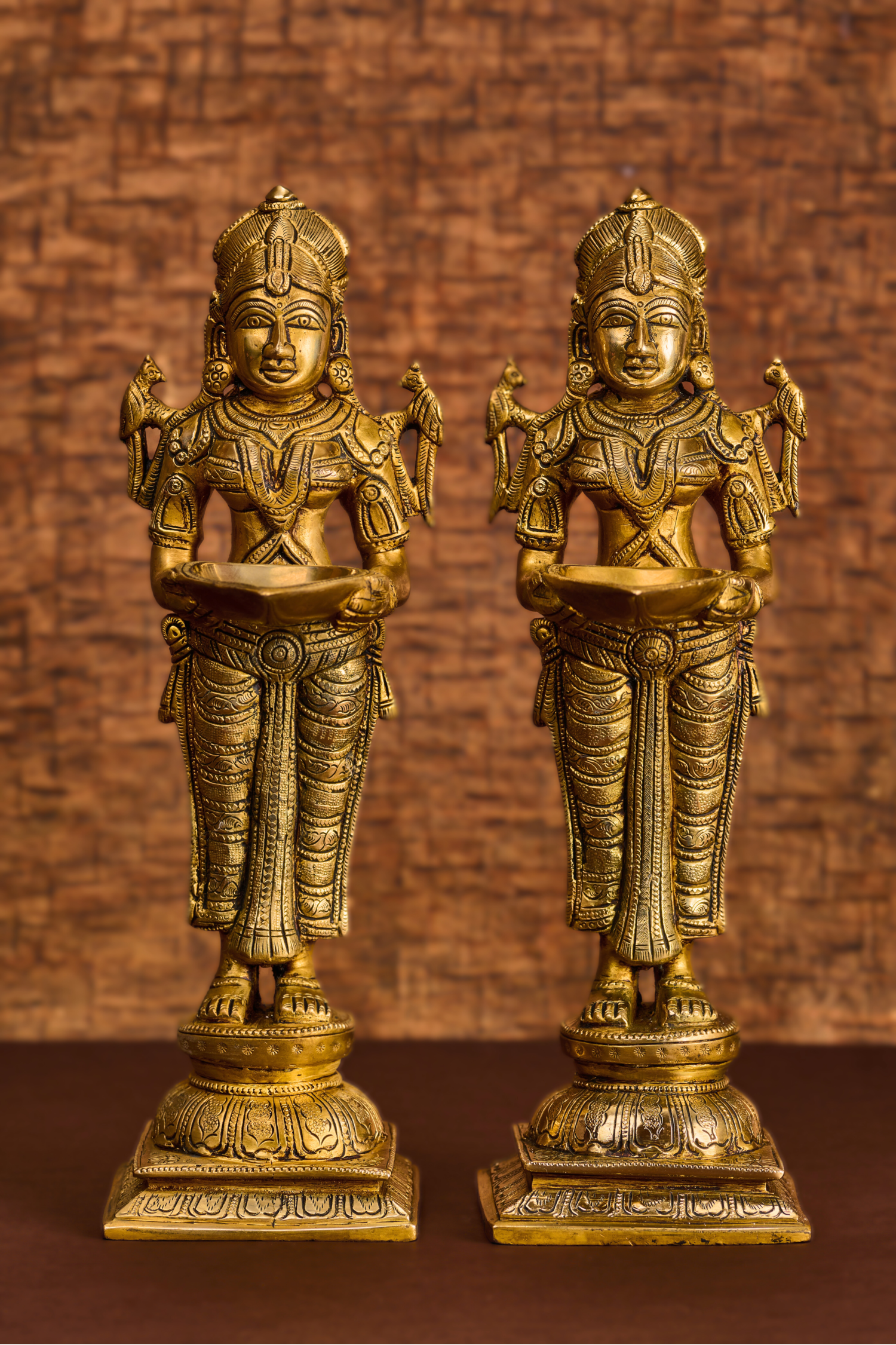 Twin 'Lakshmi' Goddesses in Brass