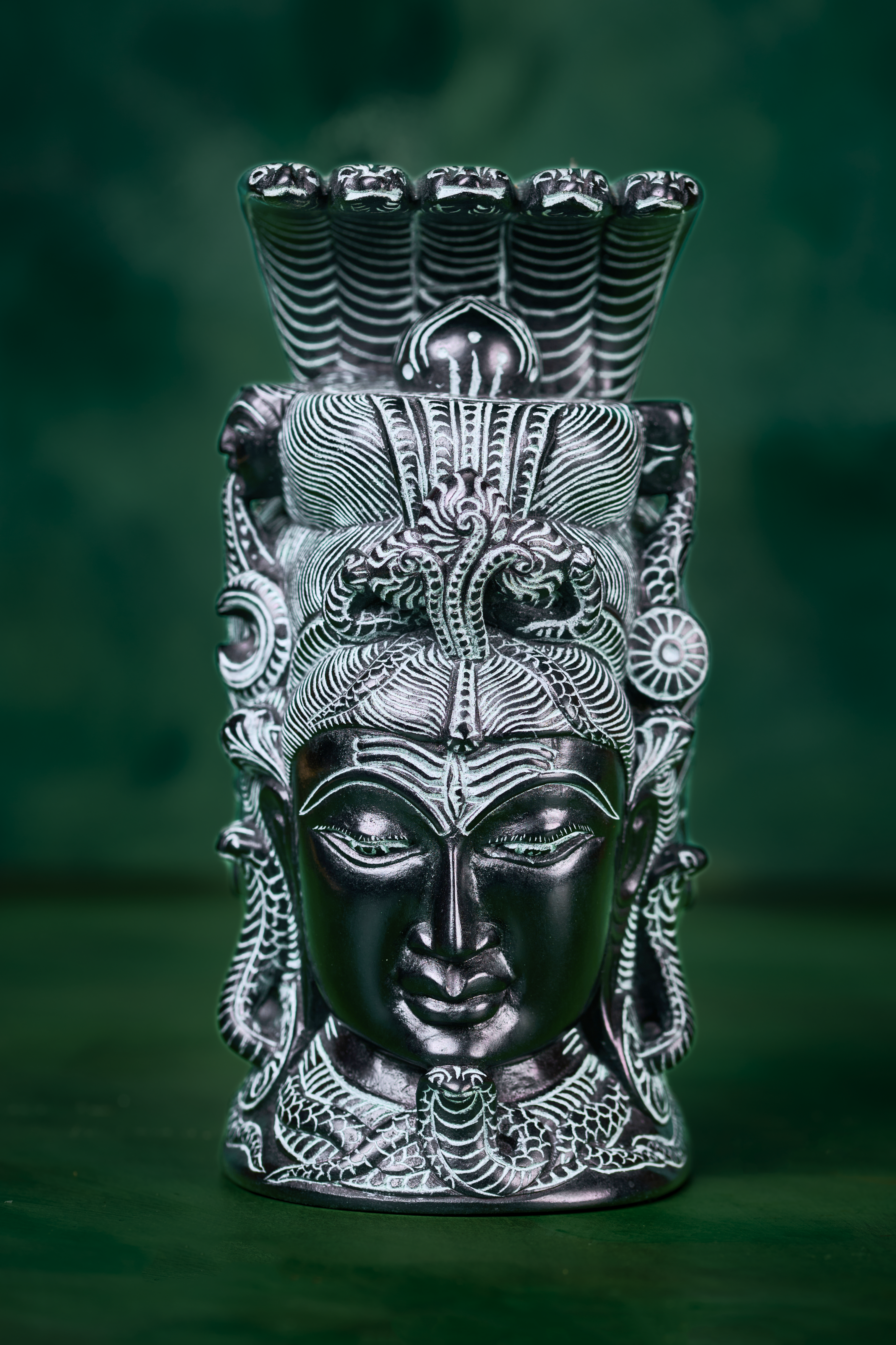 Black Stone 'Trimurtri' Sculpture