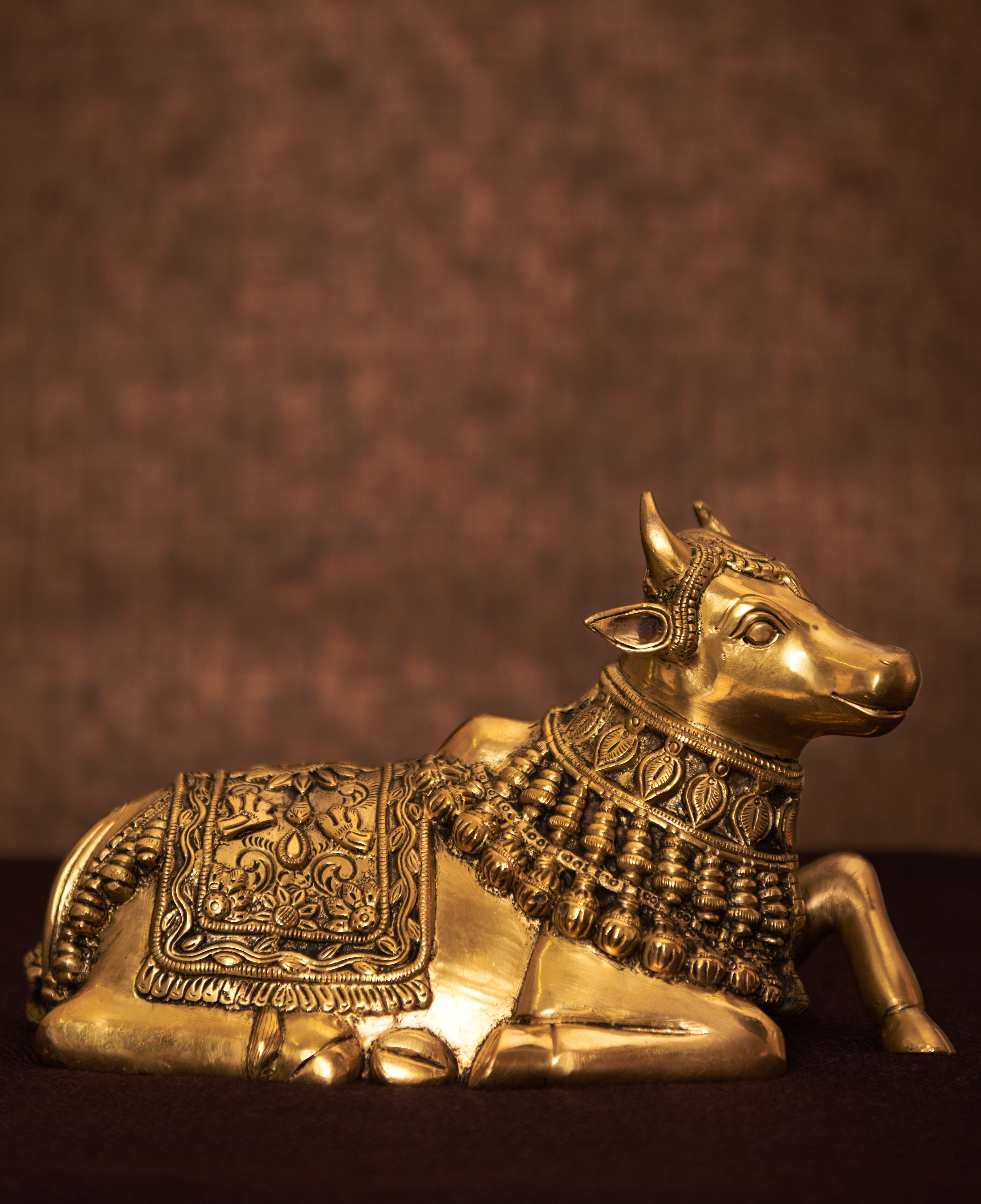 Seated 'Nandi' in Brass