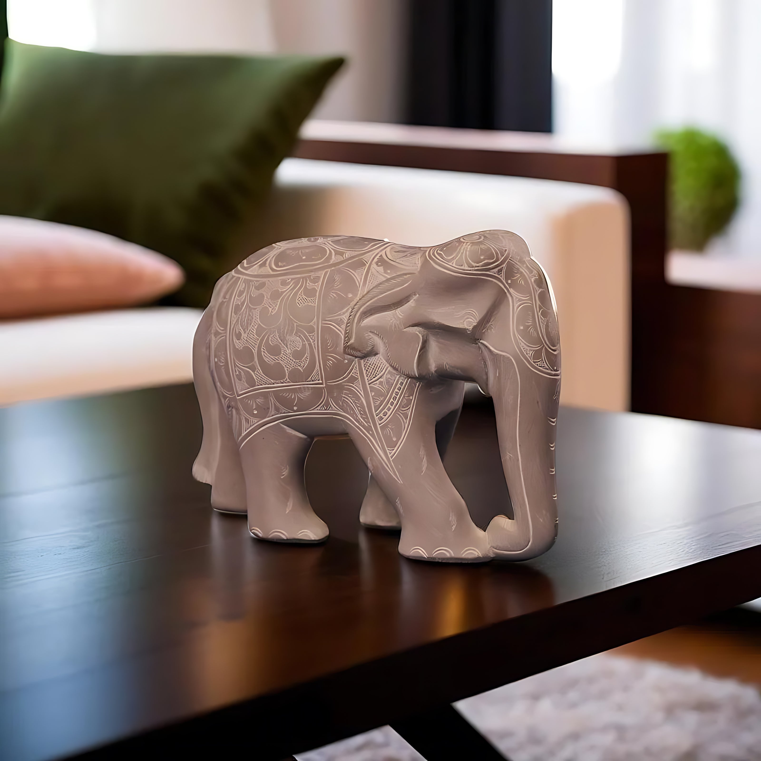 Etched Elephant in Grey Stone