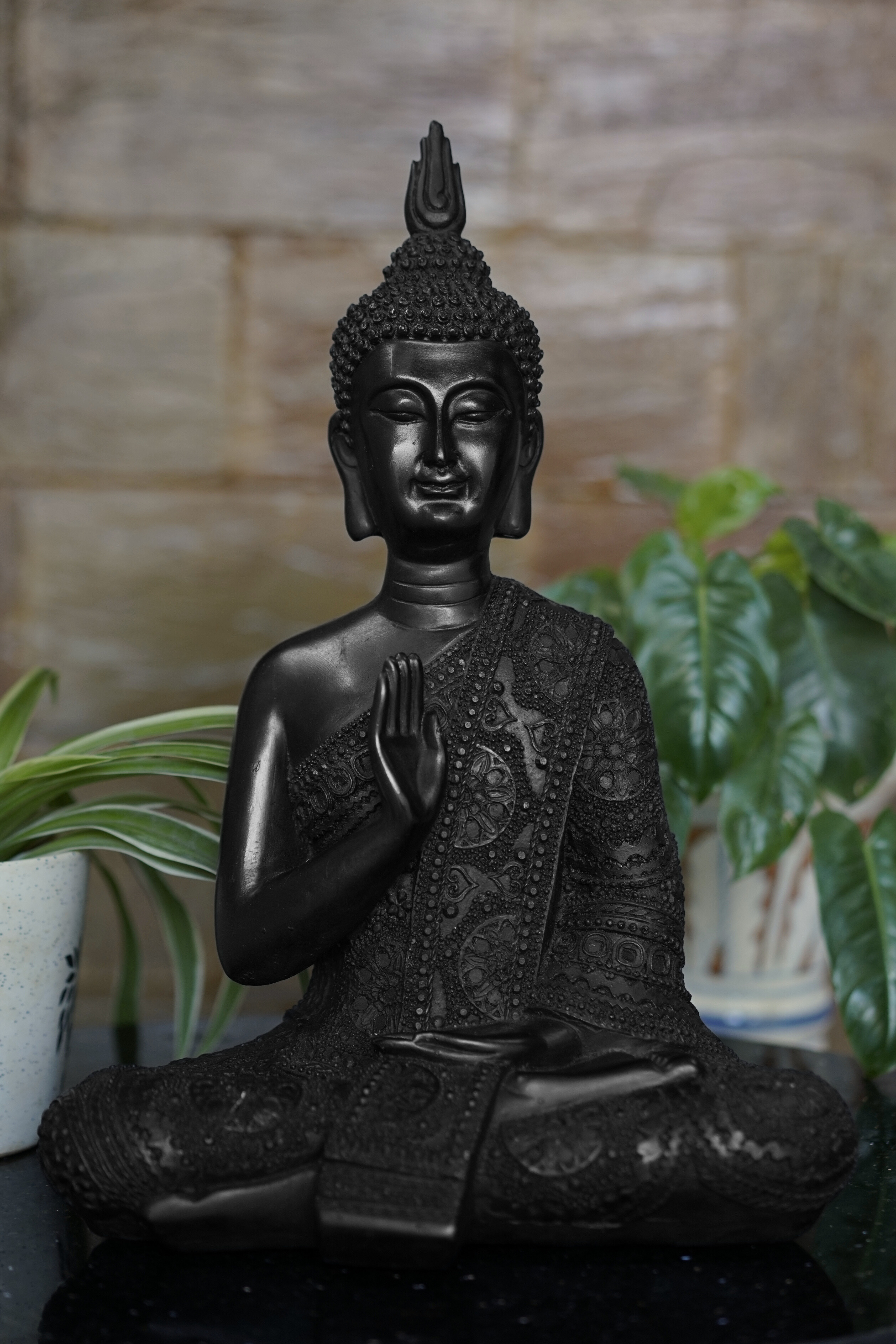 Black Stone Meditating Buddha