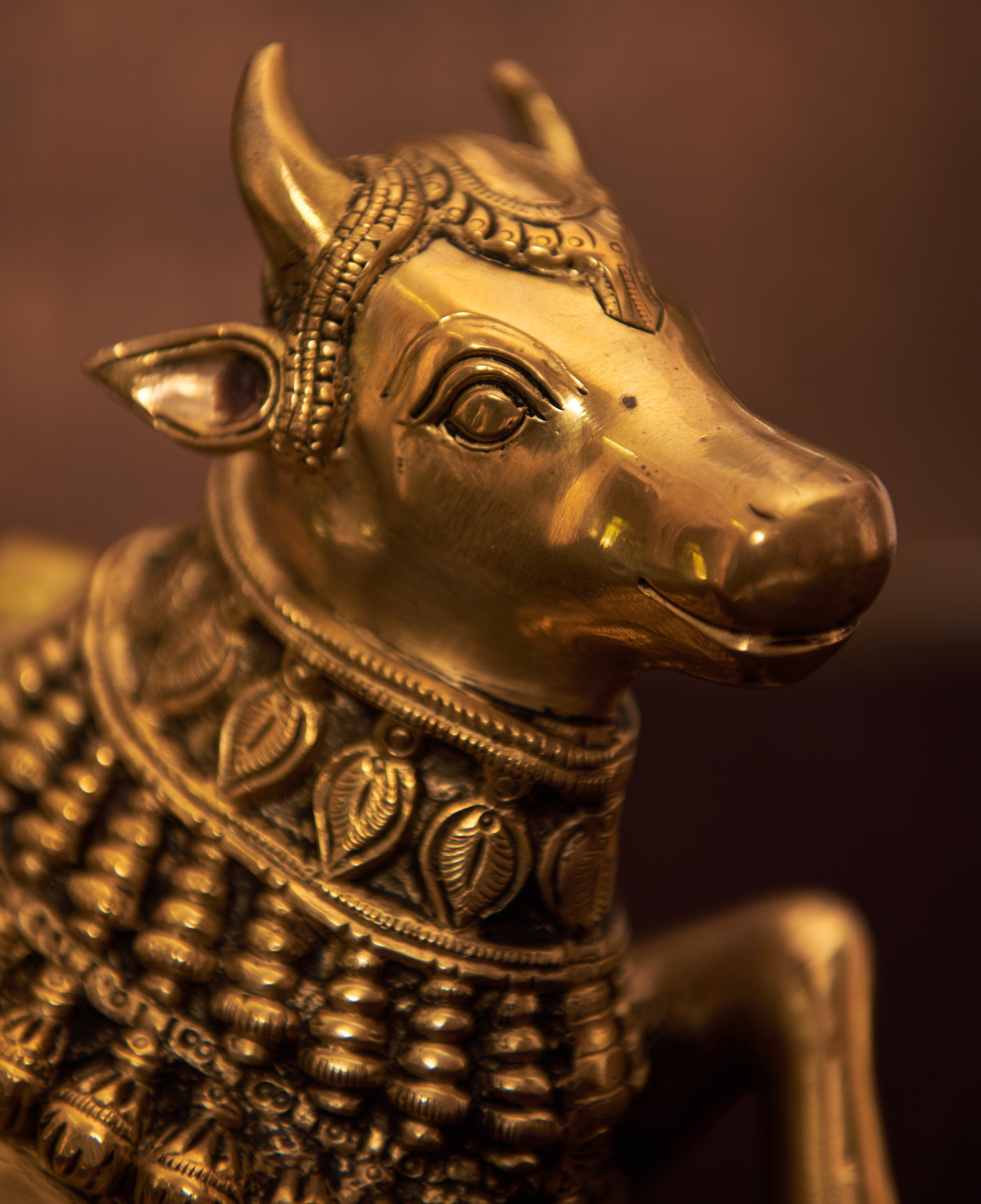 Seated 'Nandi' in Brass