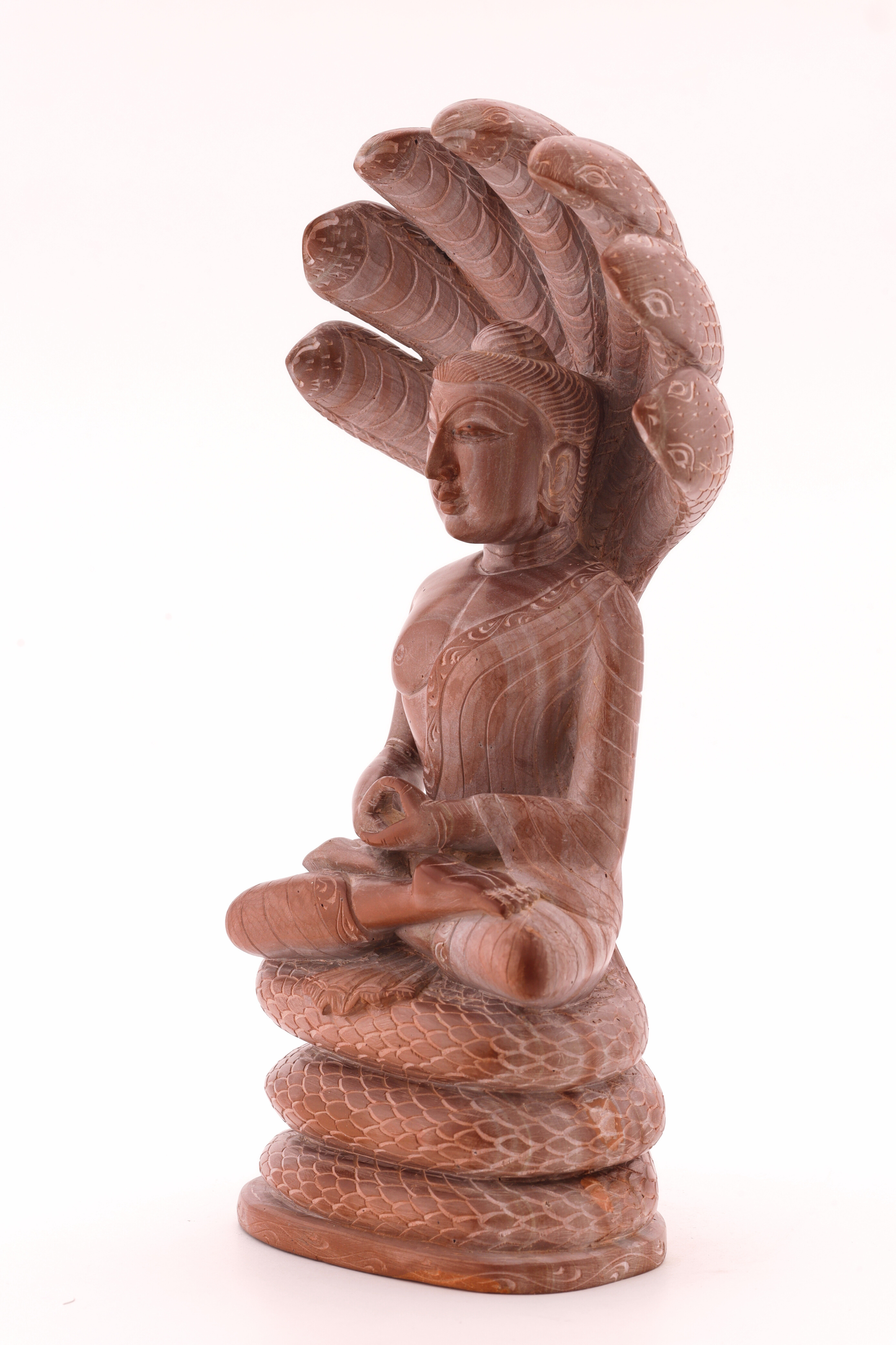 Buddha with Serpent 'Naga Buddha' in Red Stone