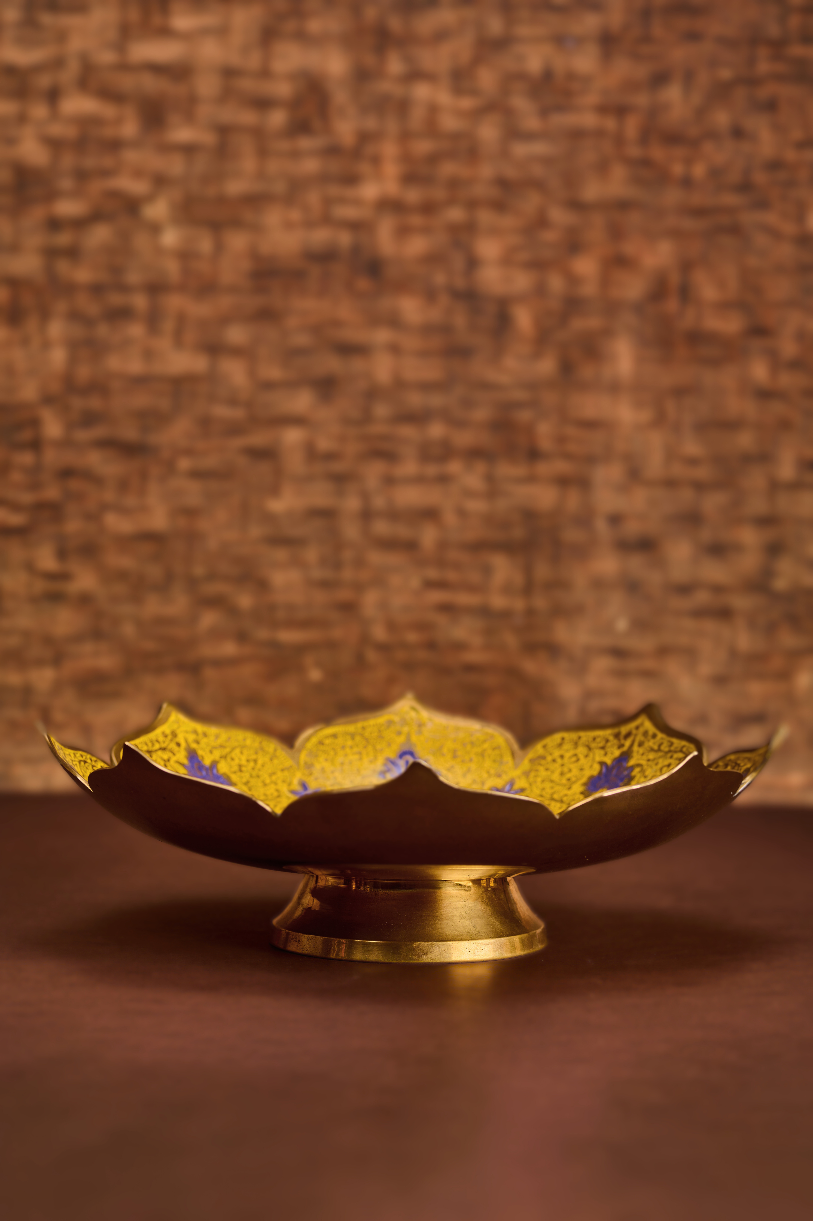 Brass Ornate Floral Fruit Bowl