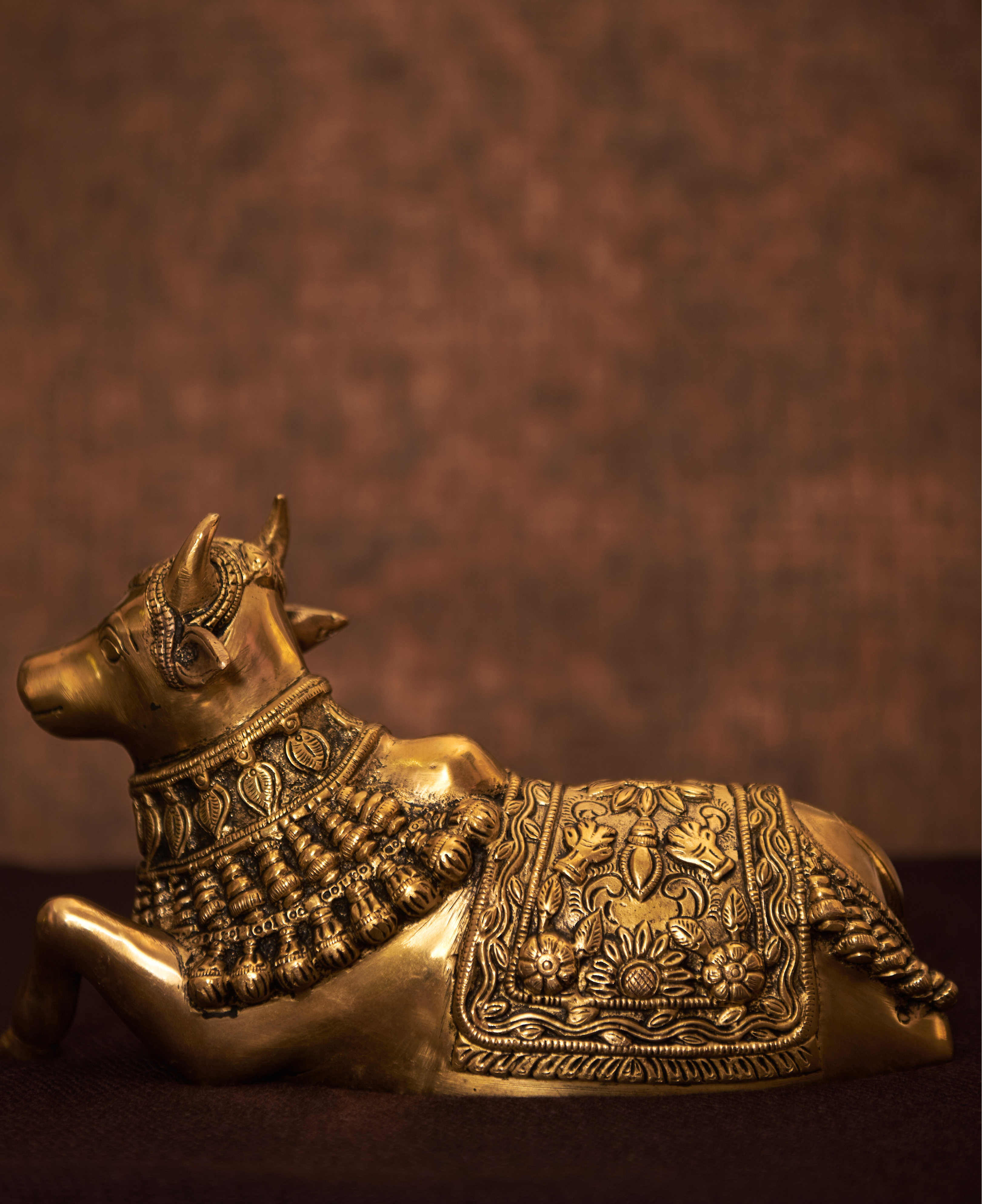 Seated 'Nandi' in Brass