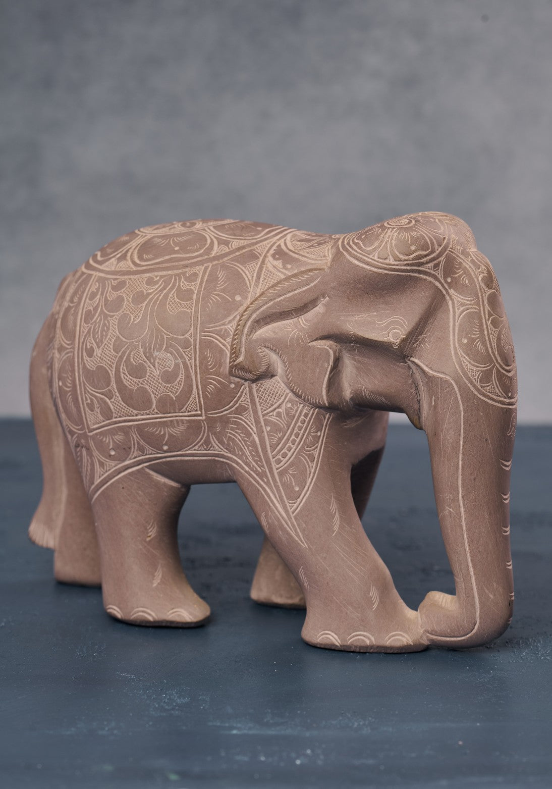 Etched Elephant in Grey Stone