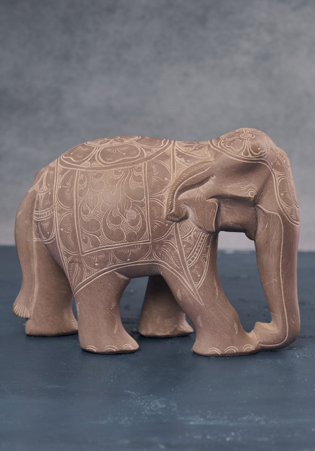 Etched Elephant in Grey Stone