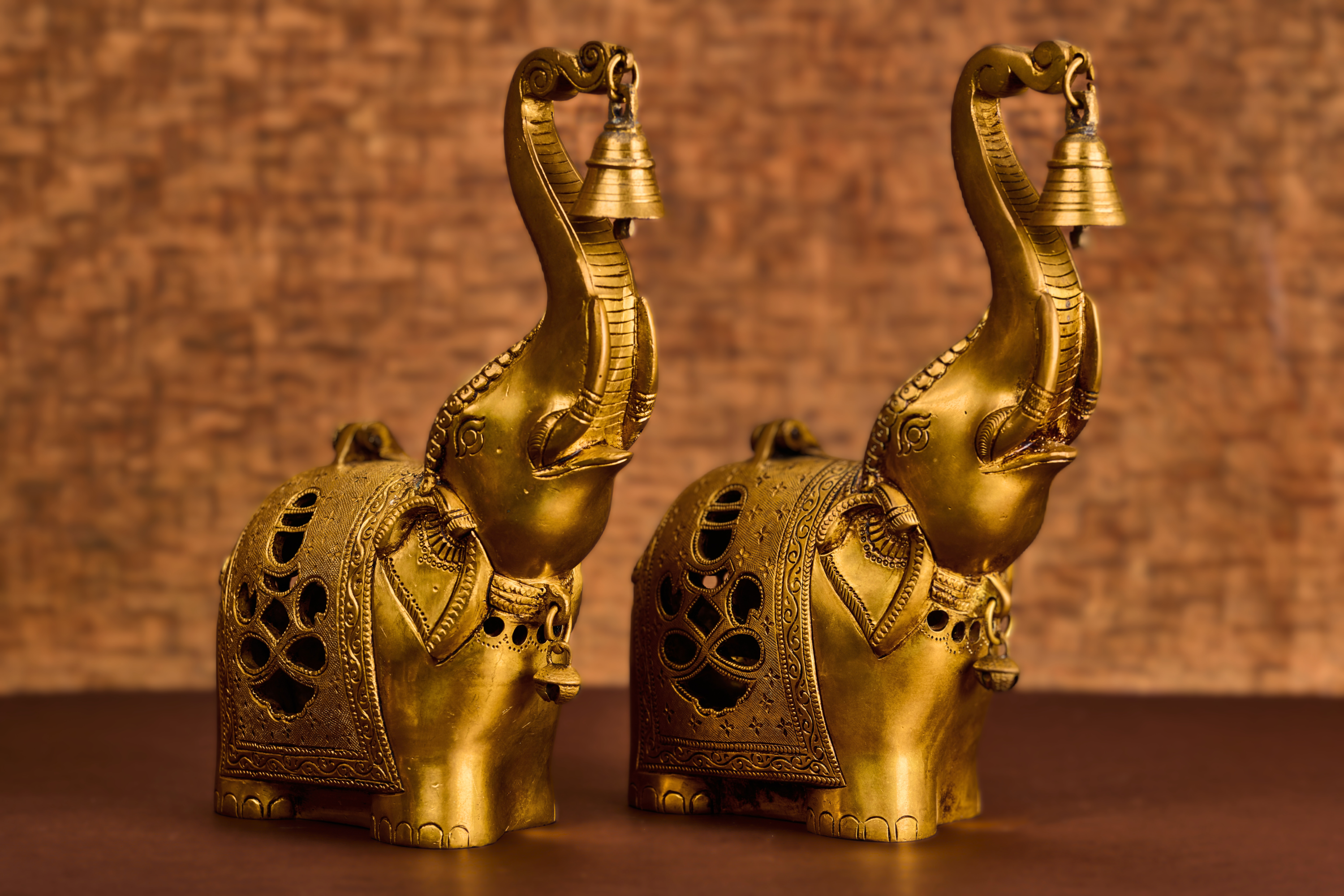 Brass Twin Elephant Tea-Light Holders