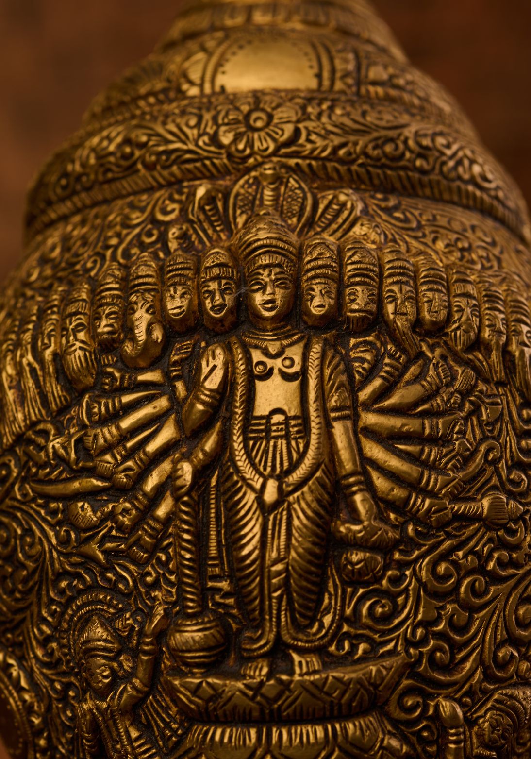 Intricately Etched Brass 'Shankh'