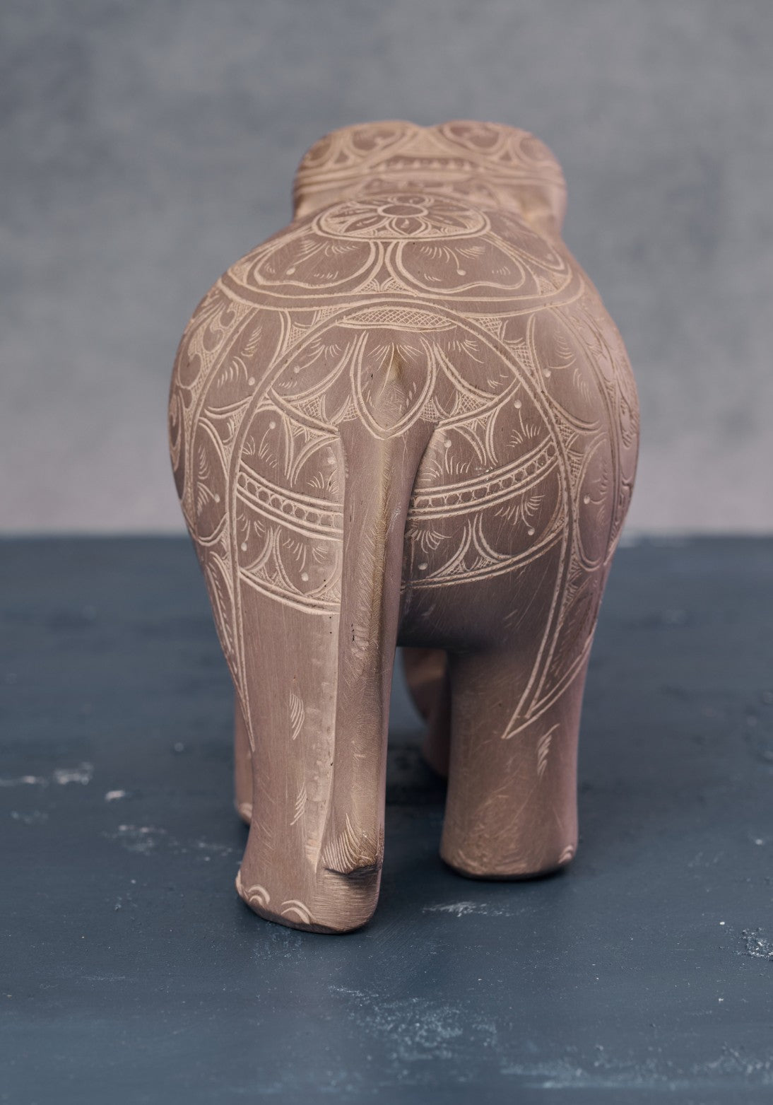 Etched Elephant in Grey Stone