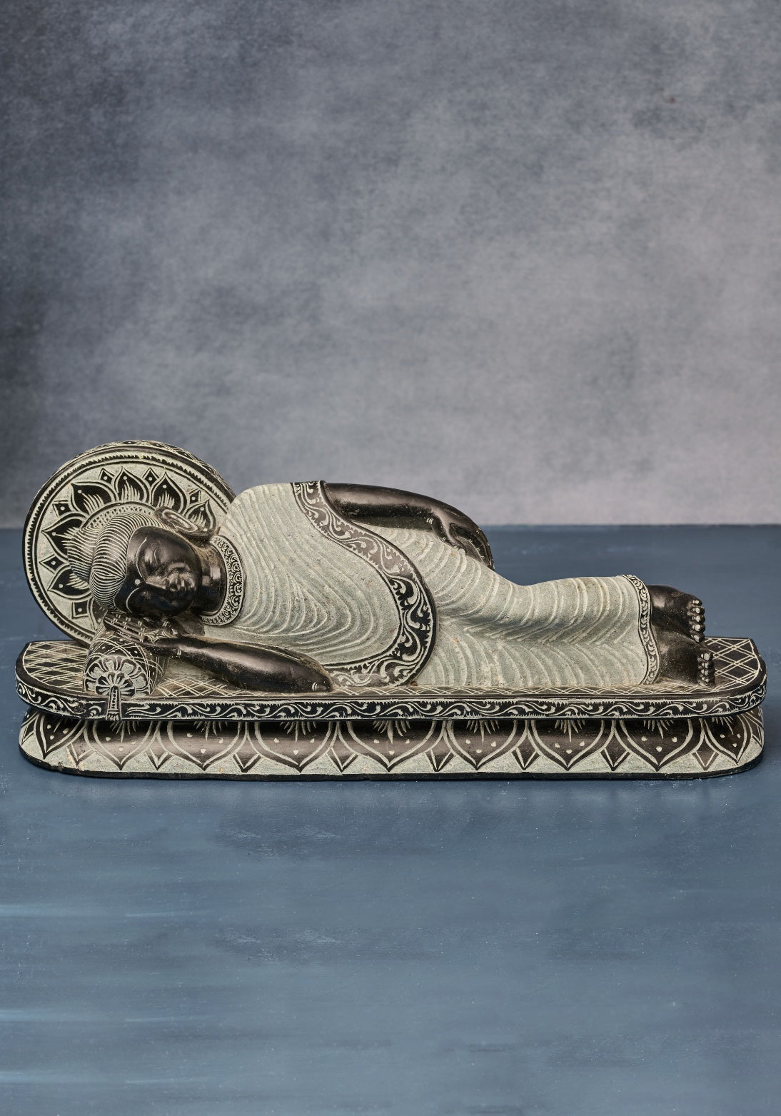 Reclining Buddha in Black Stone