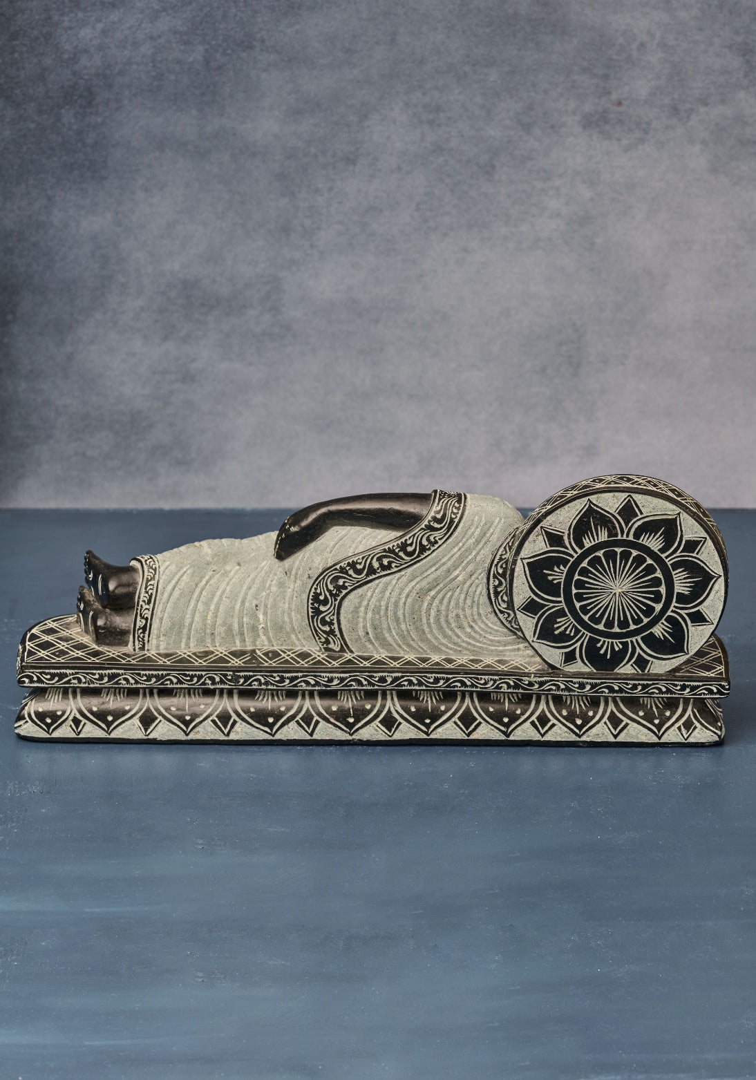 Reclining Buddha in Black Stone