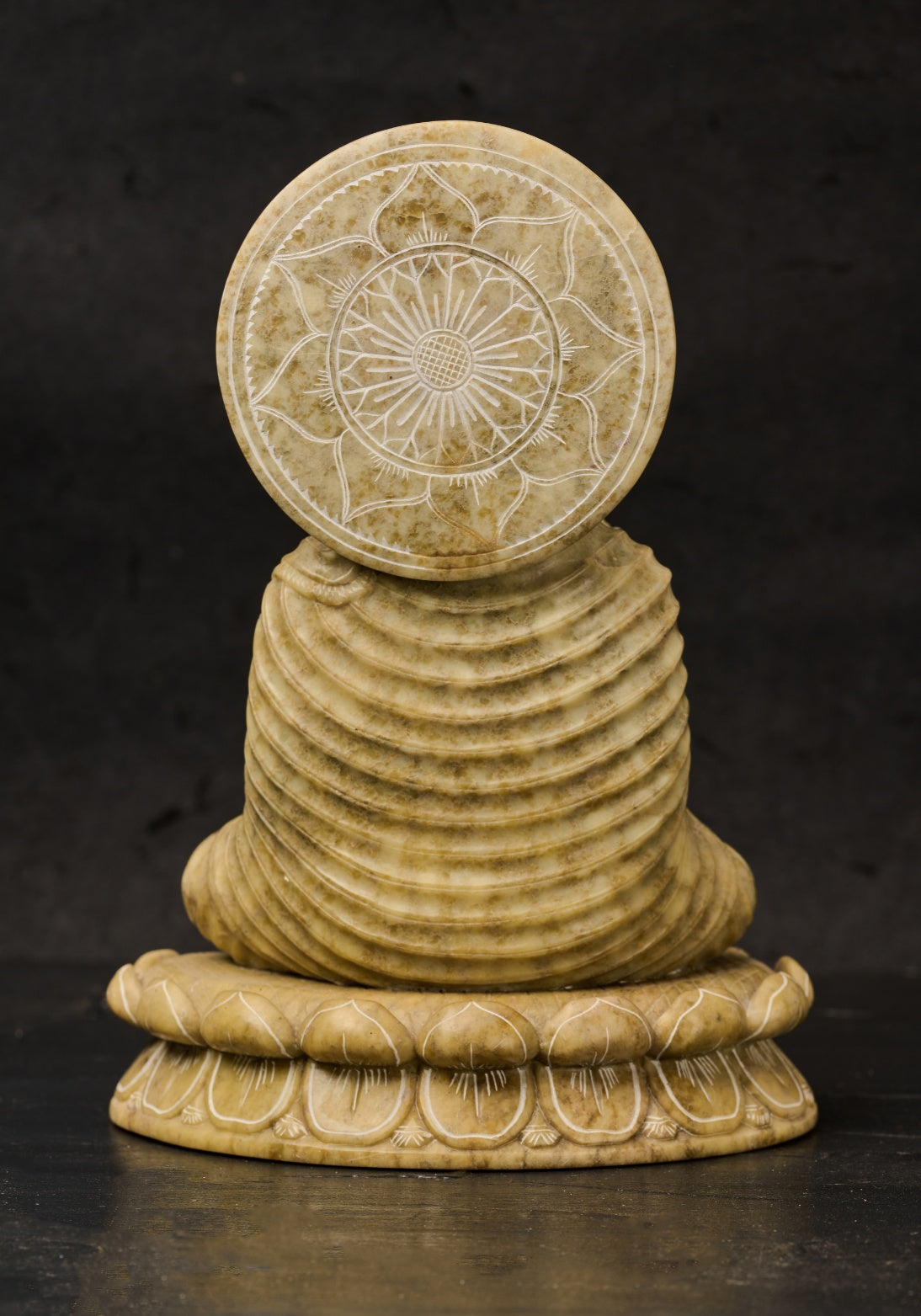 Green Stone Carved Sitting Buddha