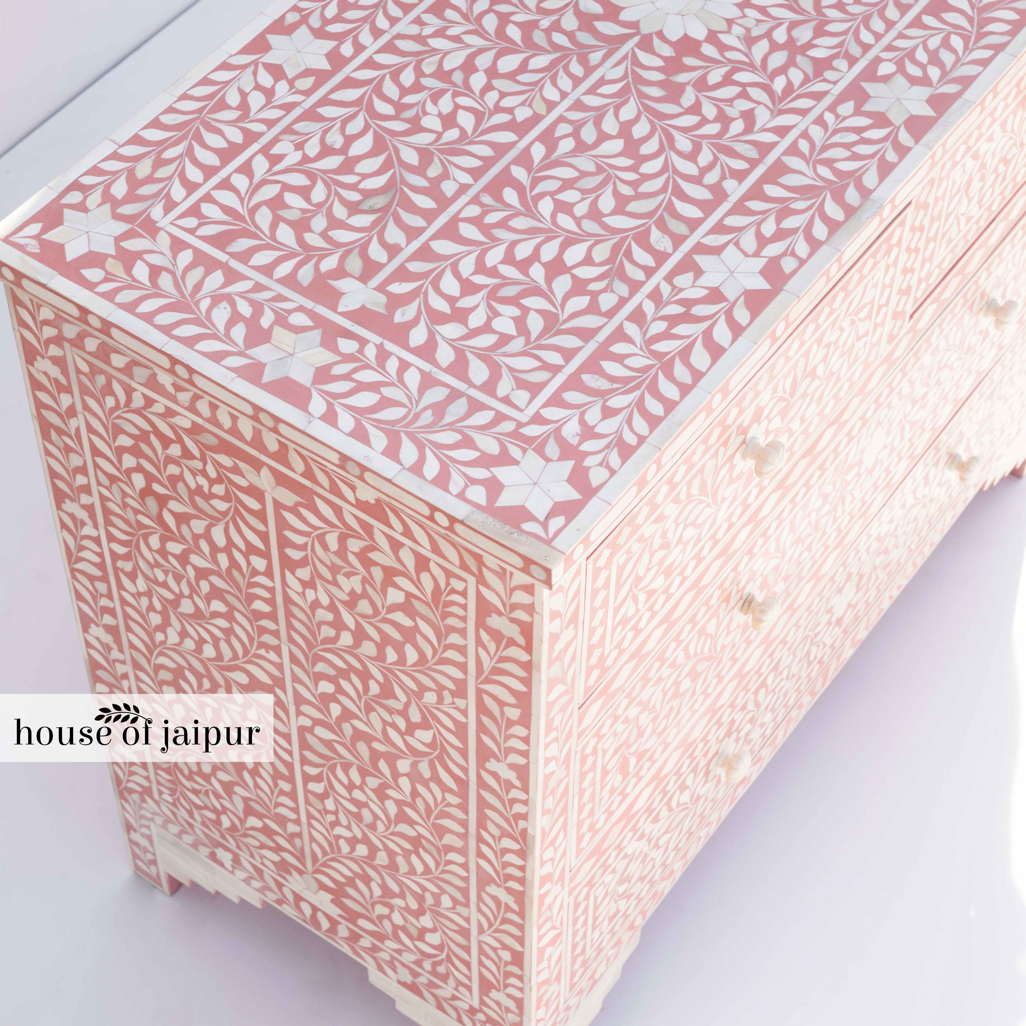 Floral Pink Bone Inlay Dresser