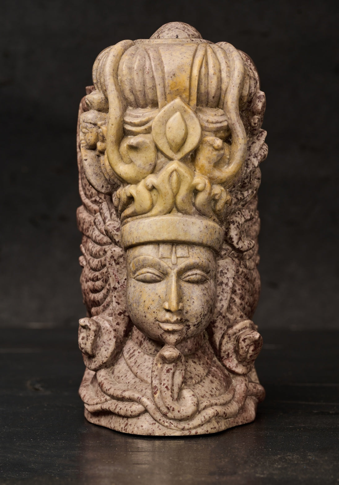 Green Stone Carved 'Trimurti'