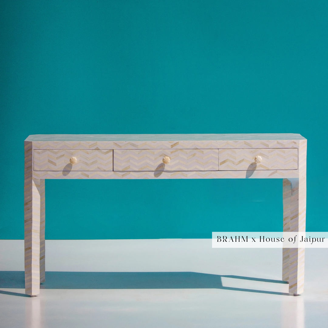 White Bone Inlay Console Table