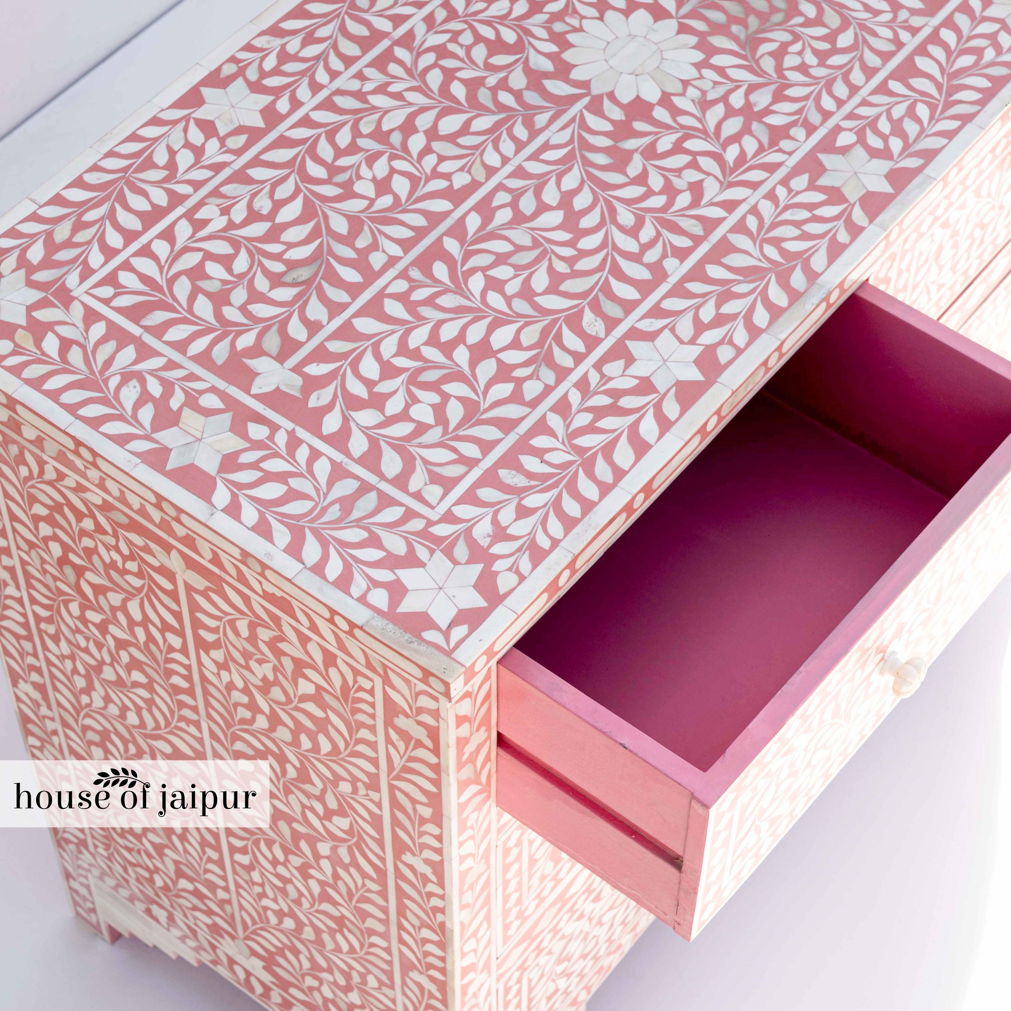 Floral Pink Bone Inlay Dresser