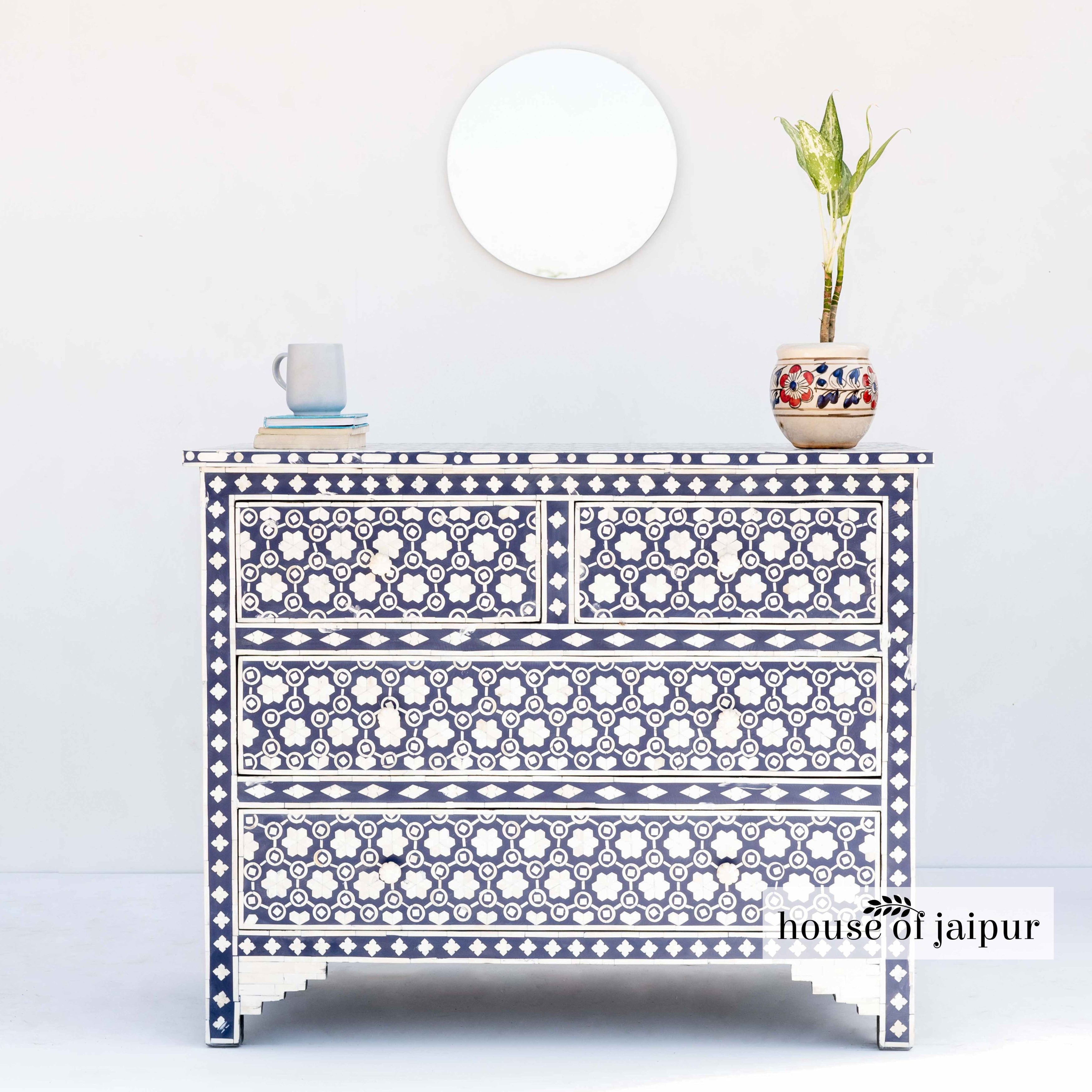 Honeycomb Blue Bone Inlay Dresser