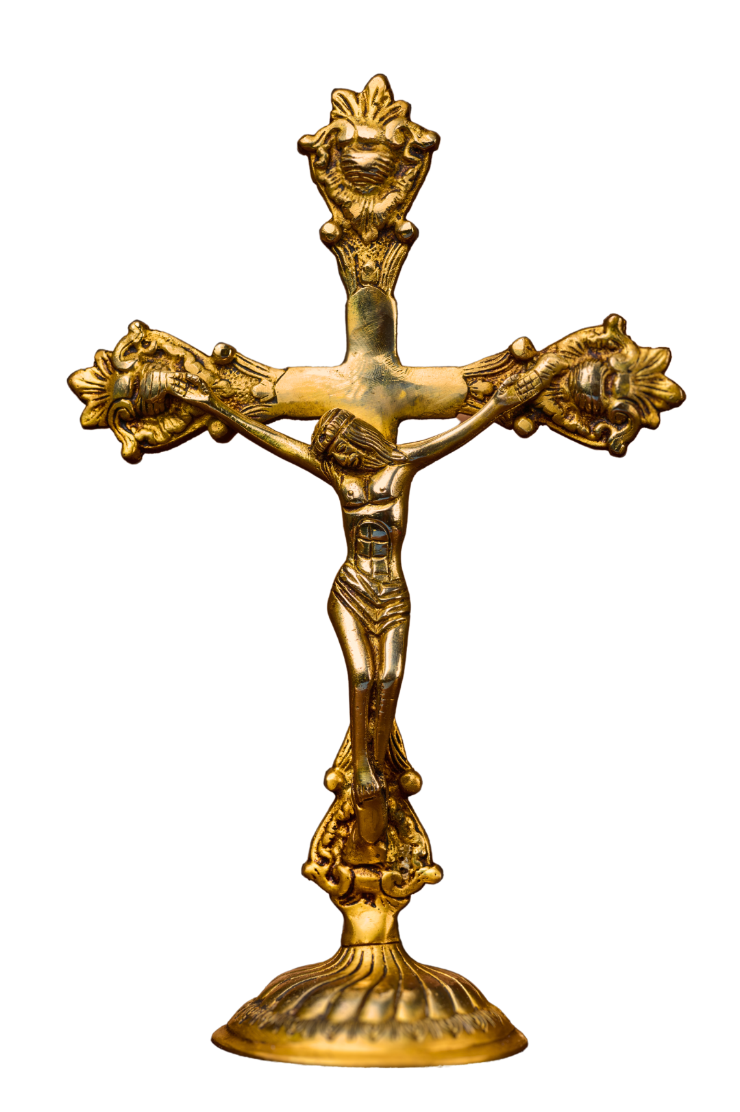 Etched Christ on a Cross in Solid Brass