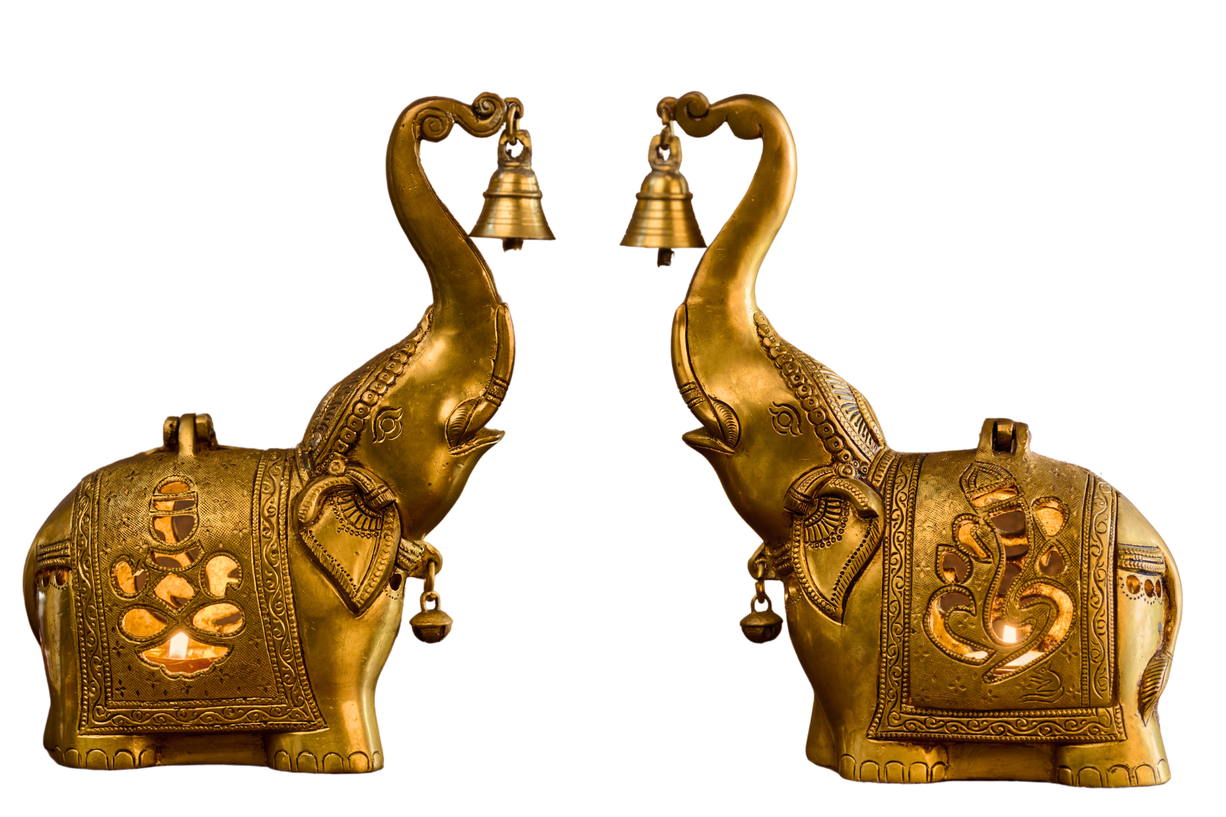 Brass Twin Elephant Tea-Light Holders