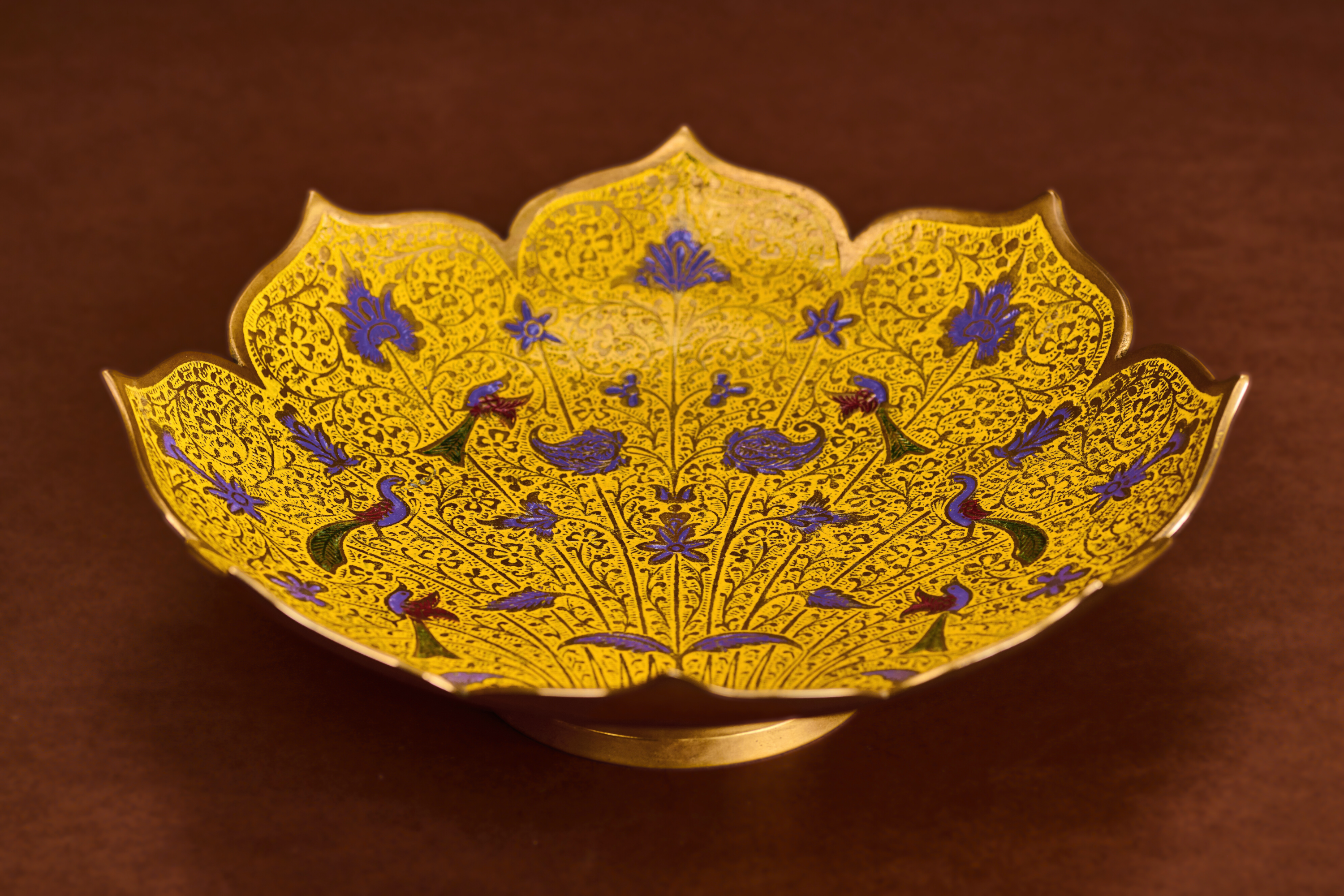 Brass Ornate Floral Fruit Bowl