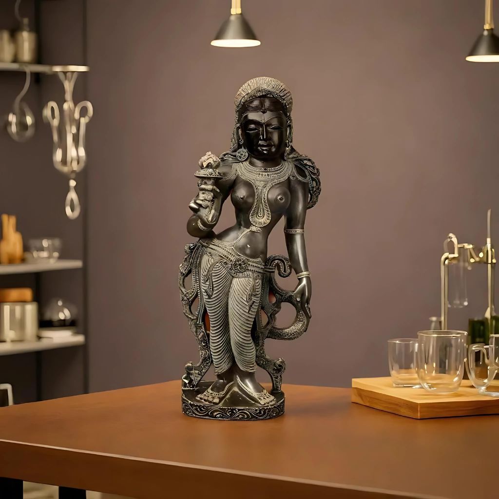 Standing 'Apsara' in Black Stone