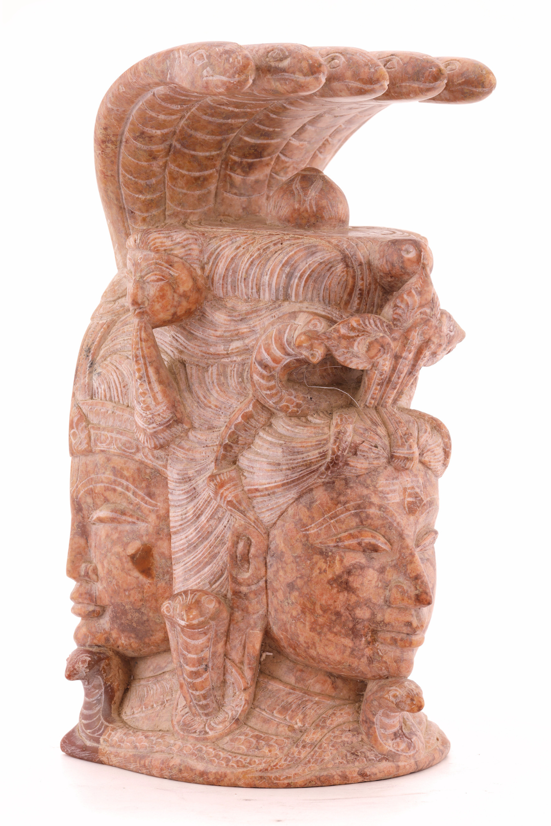 Red Stone 'Trimurti' Sculpture