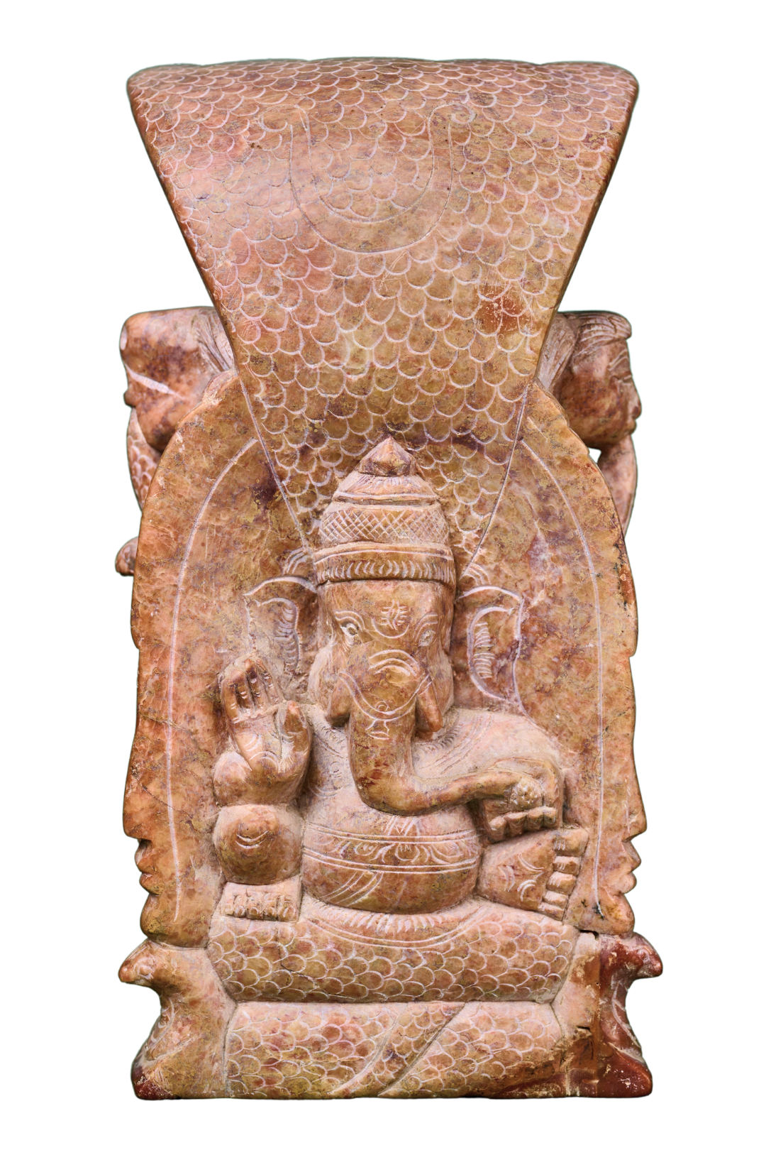 Red Stone 'Trimurti' Sculpture