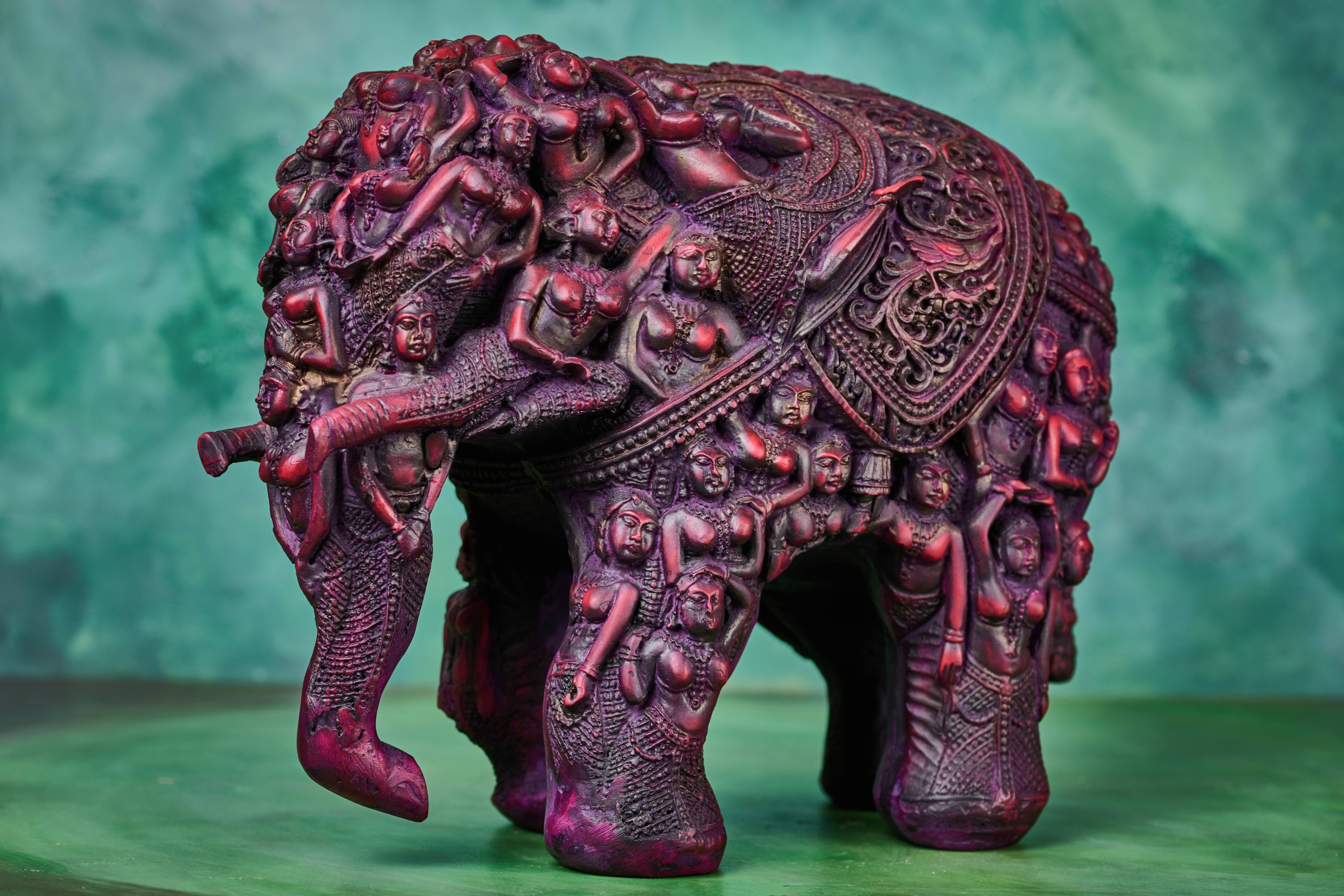 Handcarved Elephant in Papier Mache